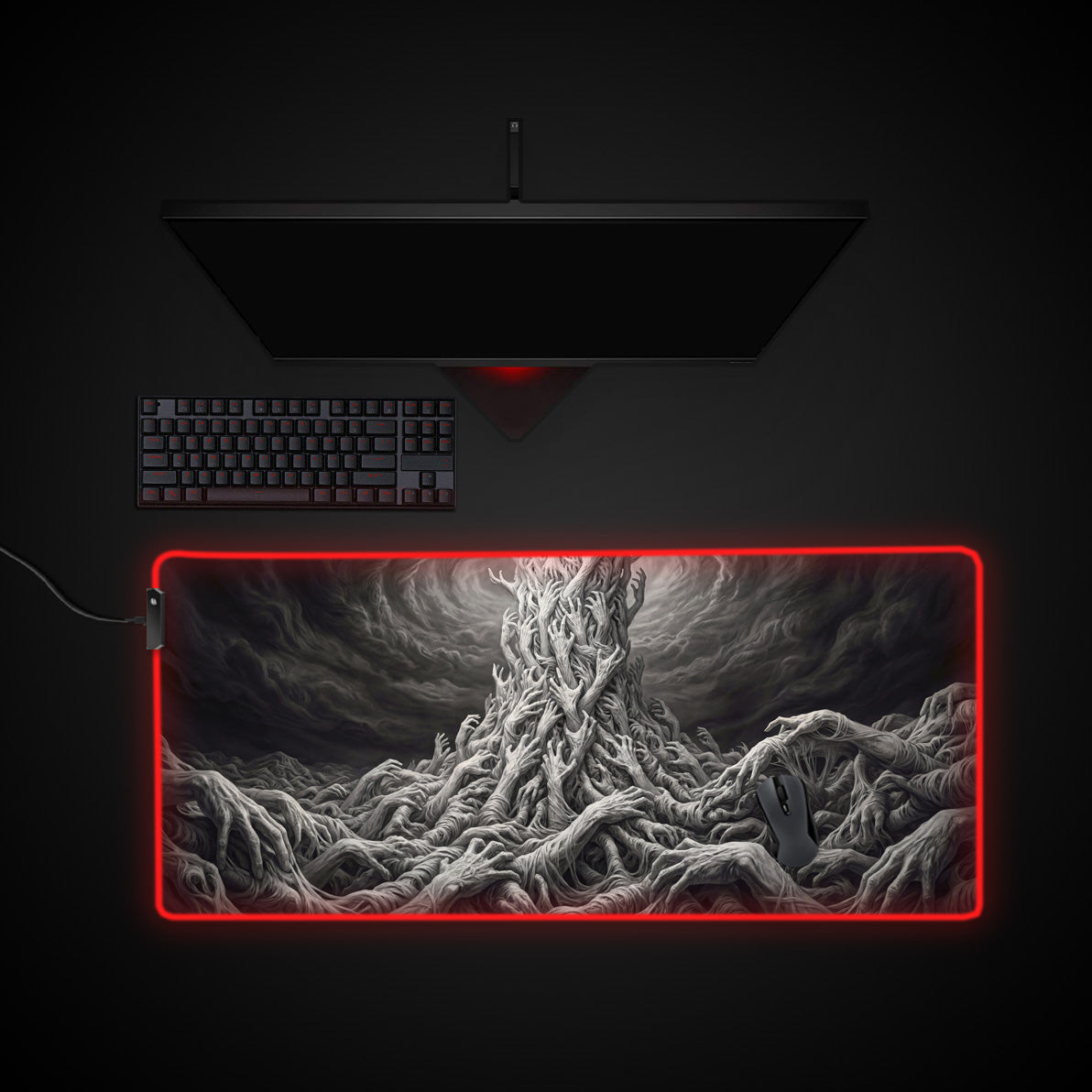 Legion of Hands desk mat with RGB edge lighting