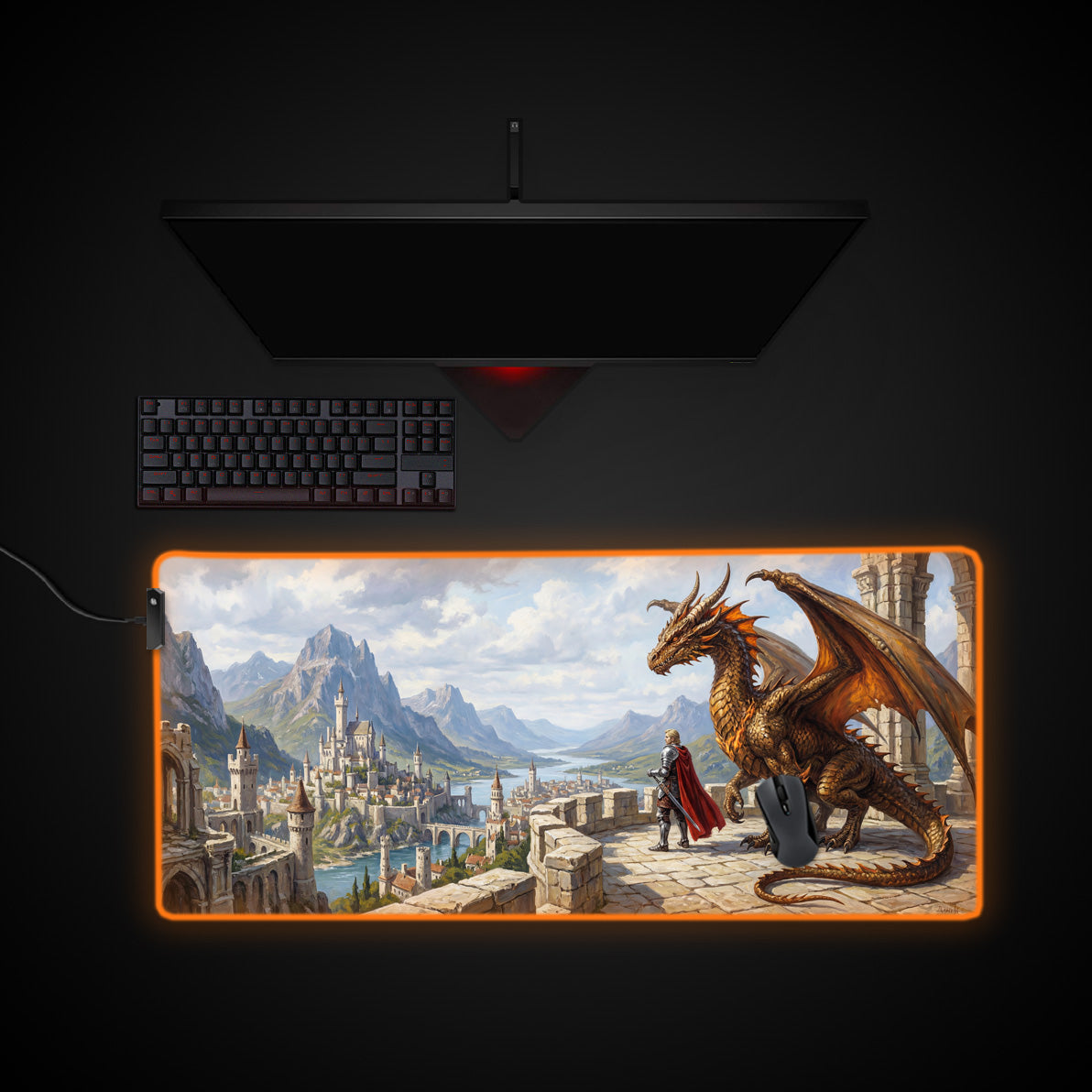 Dragon Alliance desk mat with RGB edge lighting