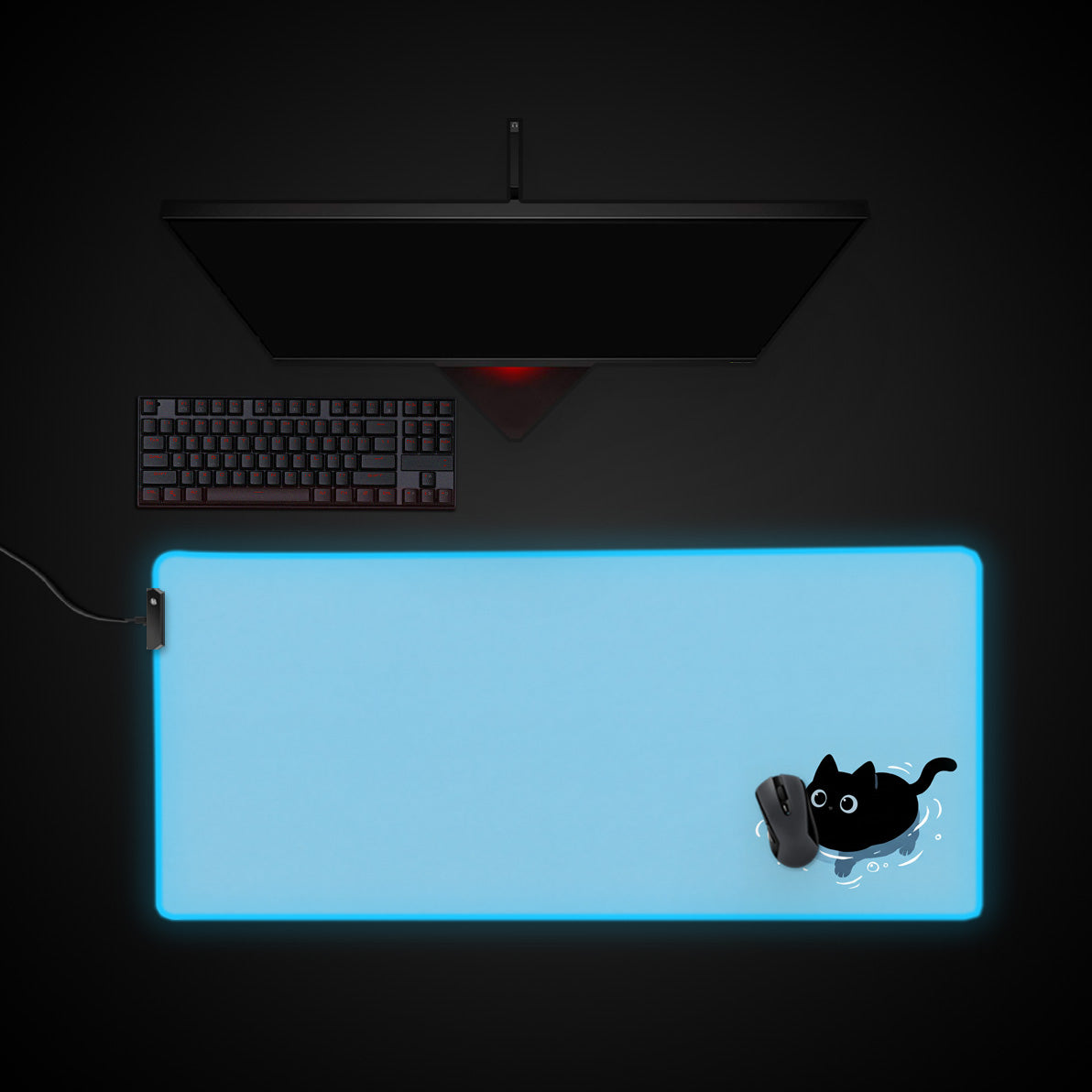 Stay Afloat desk mat with RGB edge lighting