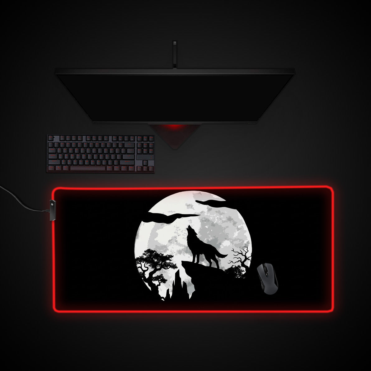 Shadow Howl desk mat with RGB edge lighting