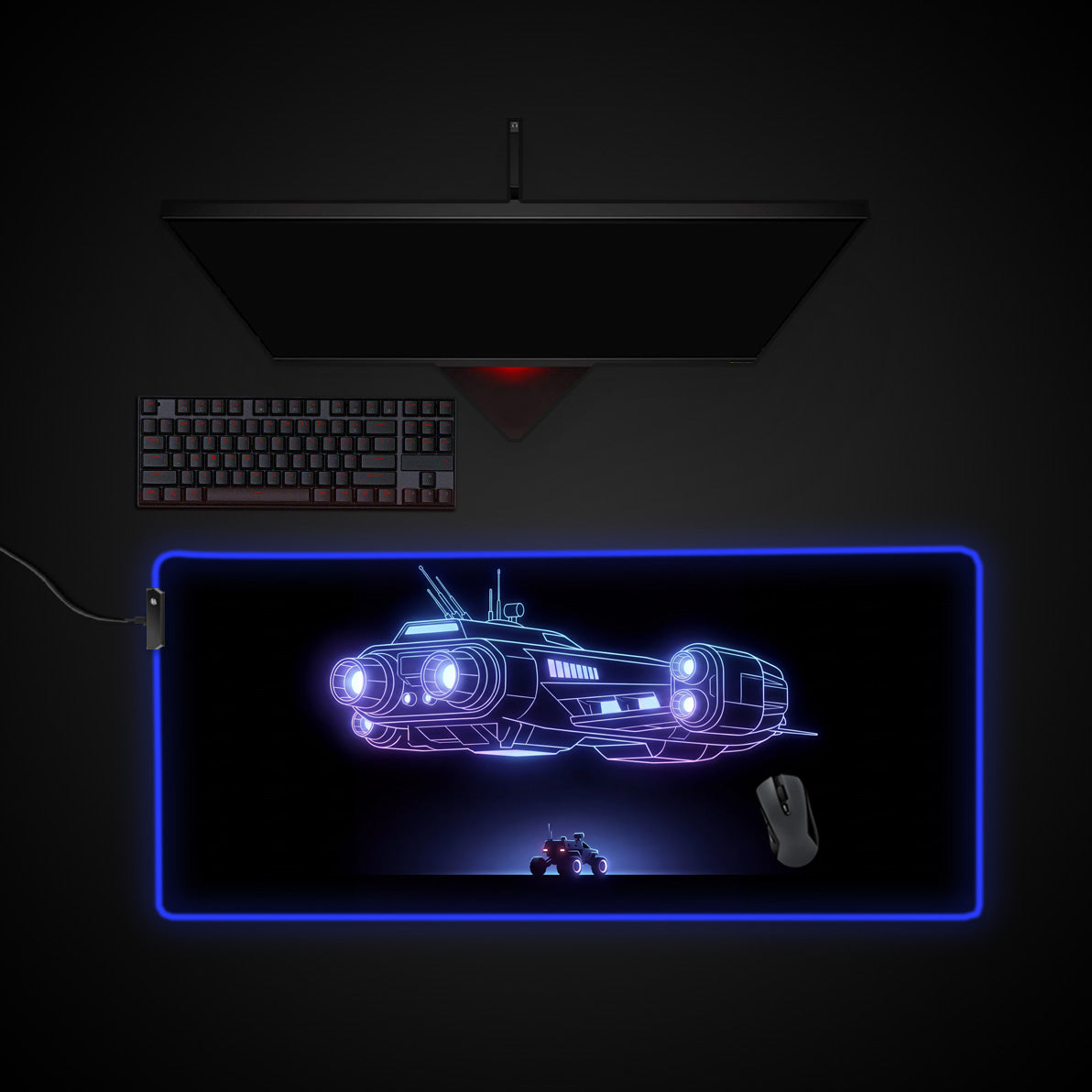 Void Schematic desk mat with RGB edge lighting