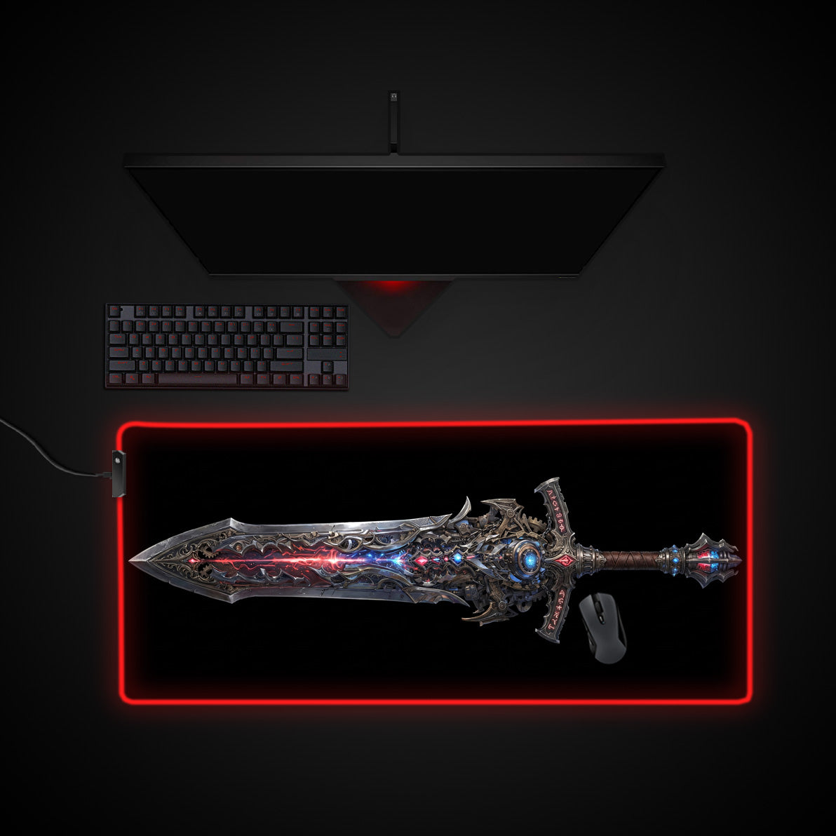 Arcane Gearblade desk mat with RGB edge lighting
