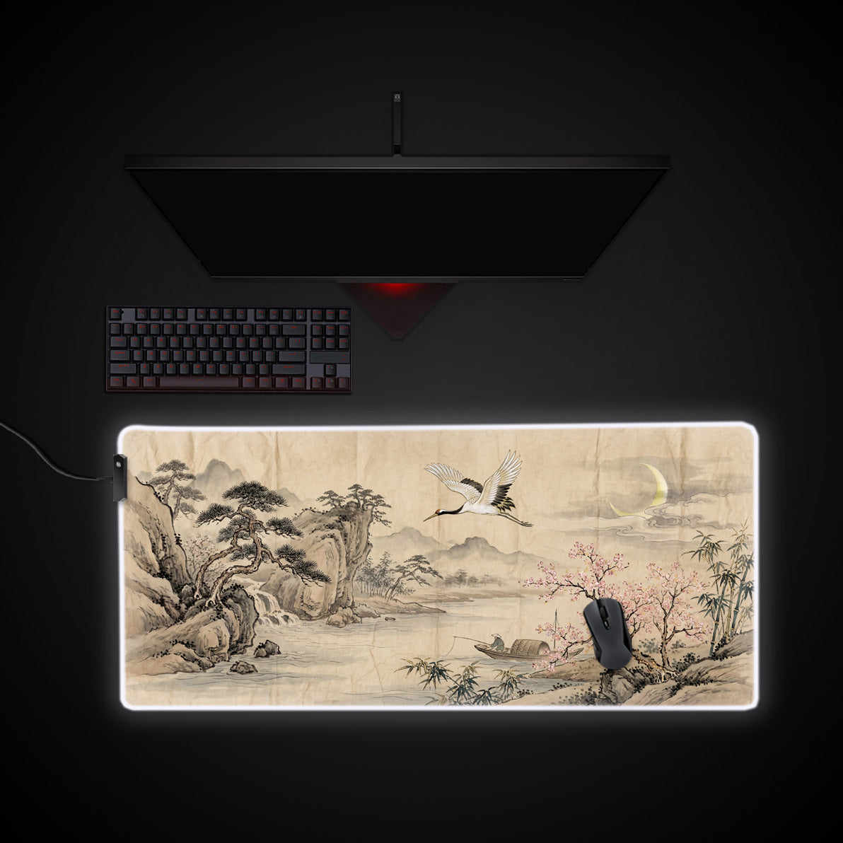 Timeless Voyage desk mat with RGB edge lighting