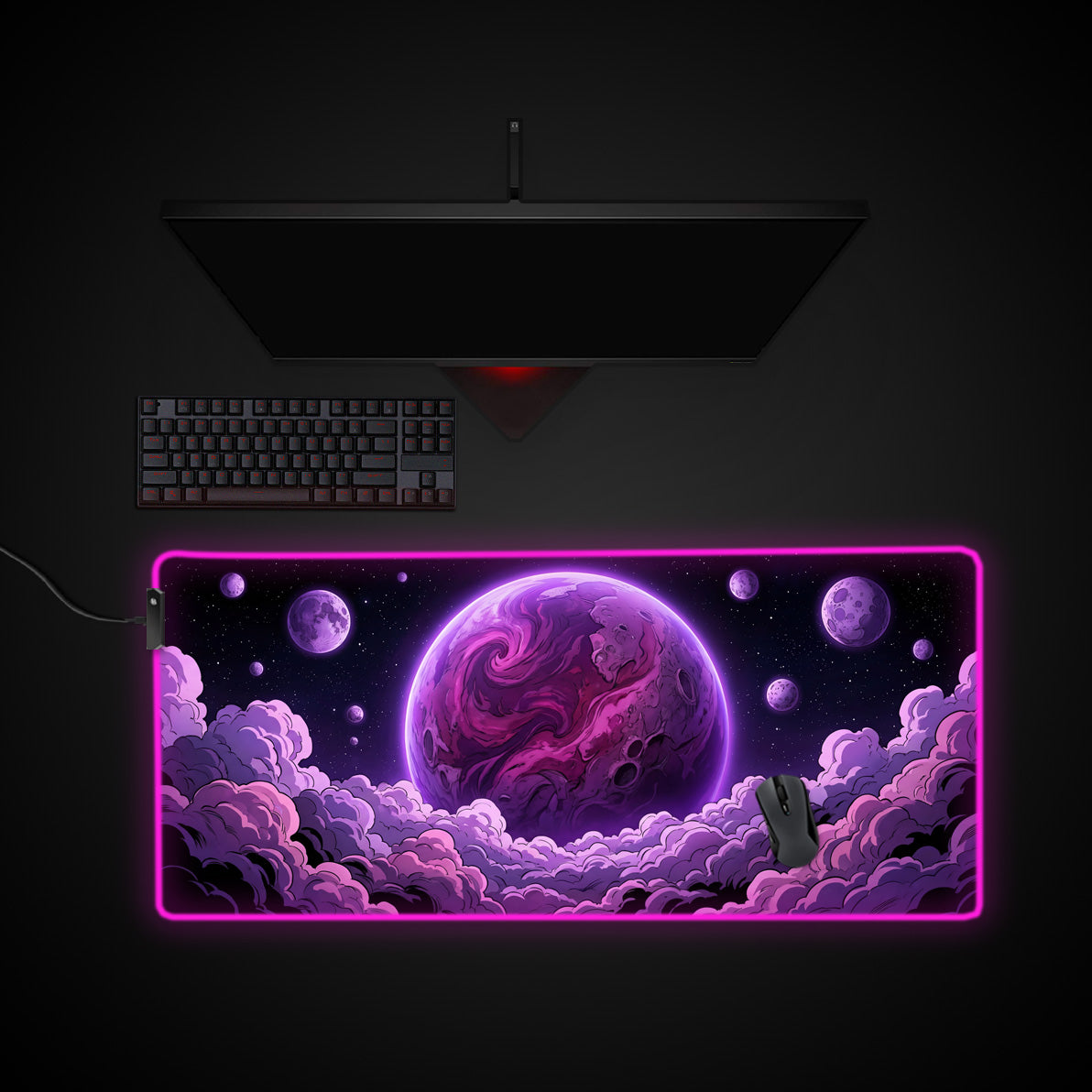 Nebula Core desk mat with RGB edge lighting