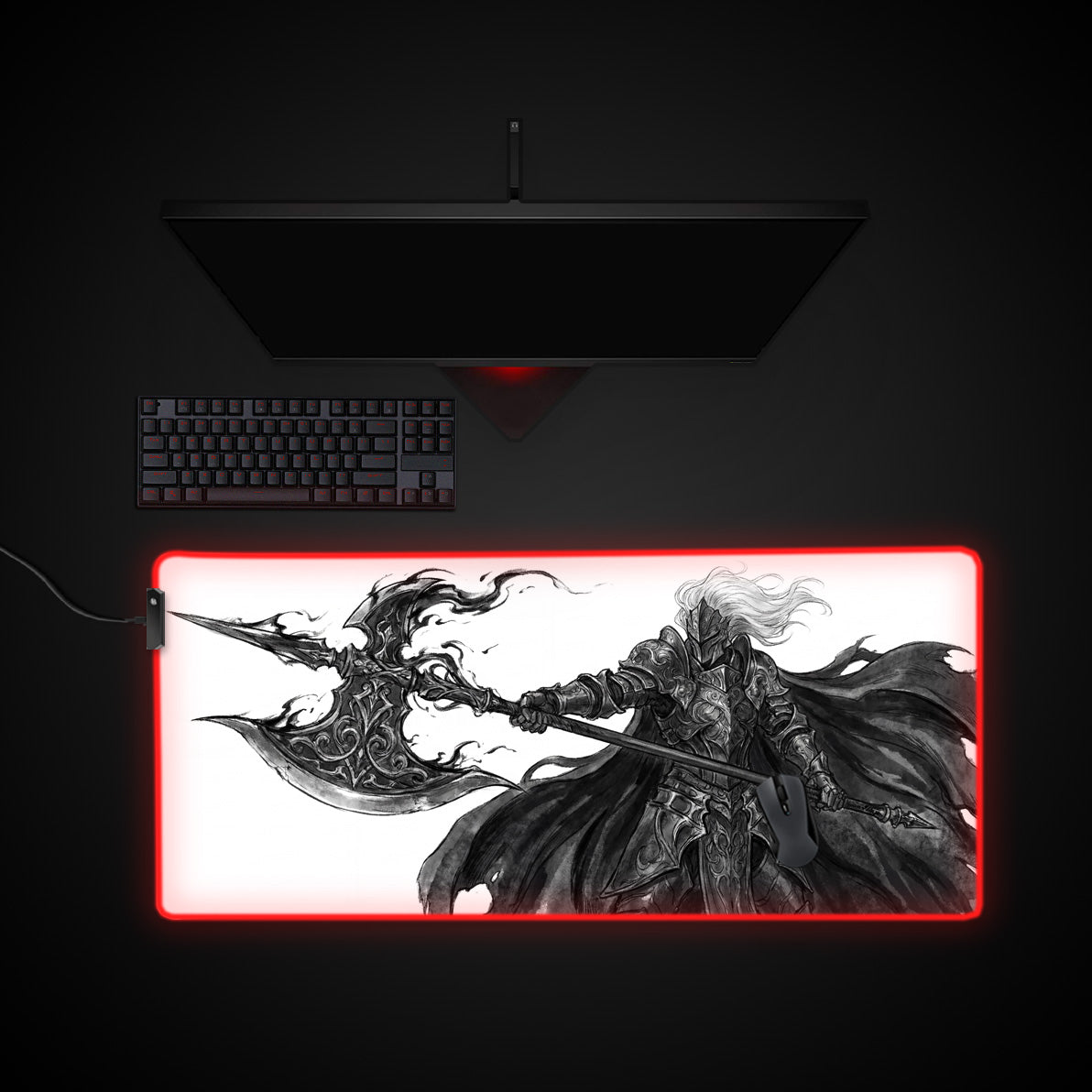 Void Vanguard desk mat with RGB edge lighting