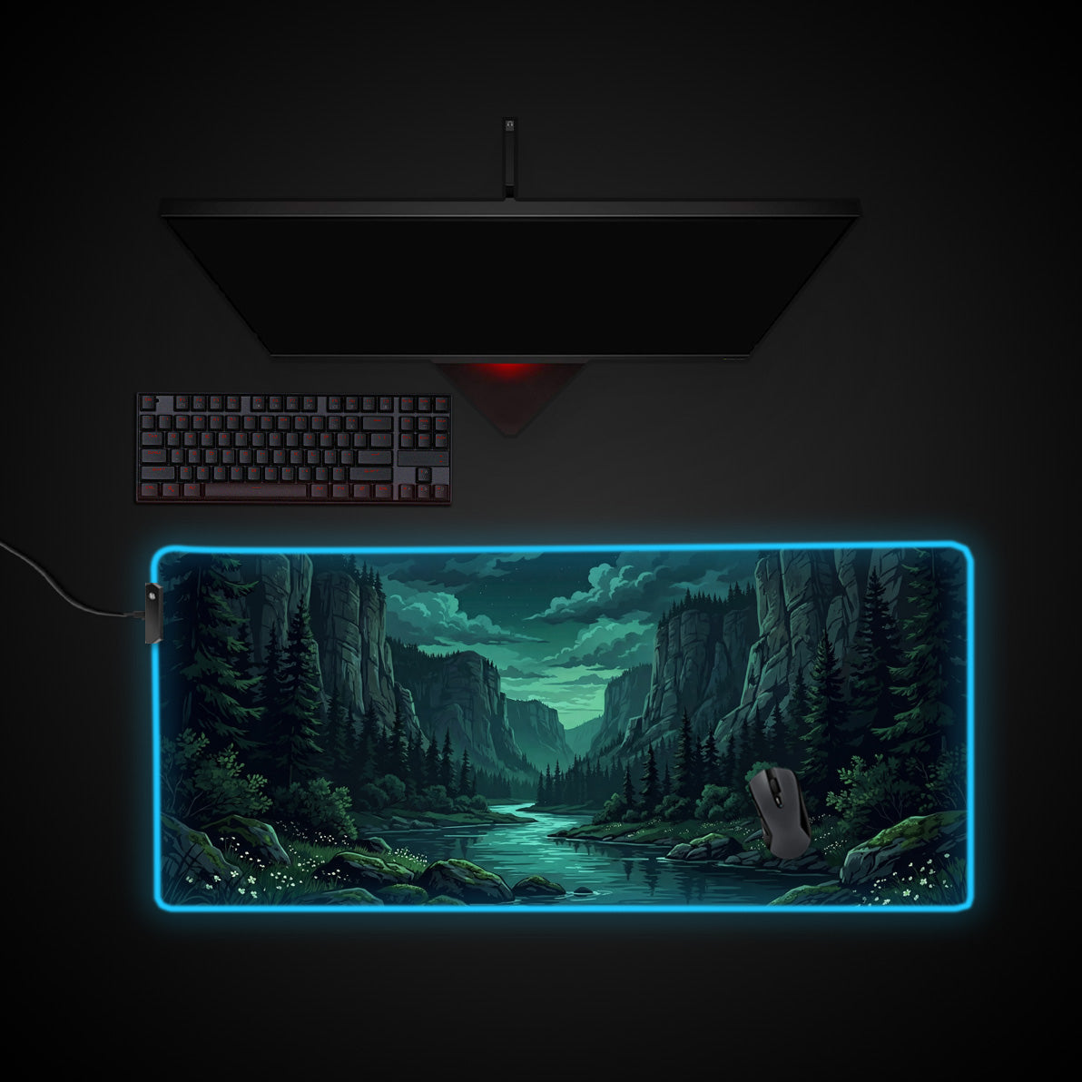 Silent Gorge desk mat with RGB edge lighting