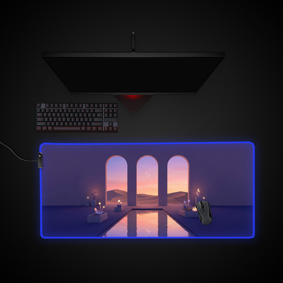 Silent Archway desk mat with RGB edge lighting
