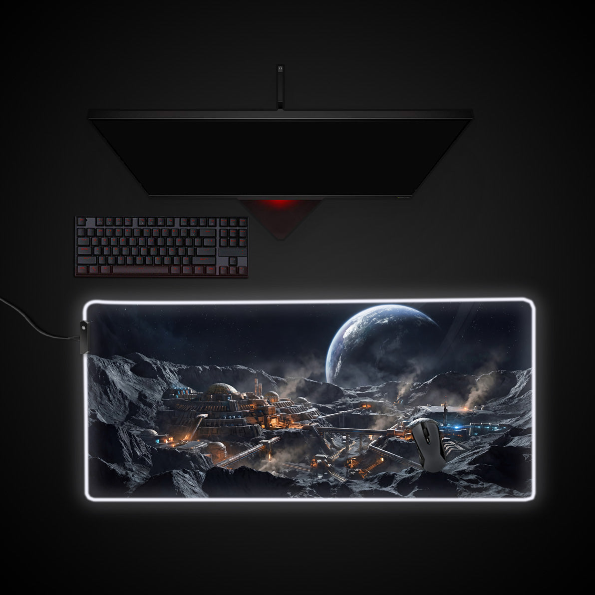 Lunar Frontier desk mat with RGB edge lighting