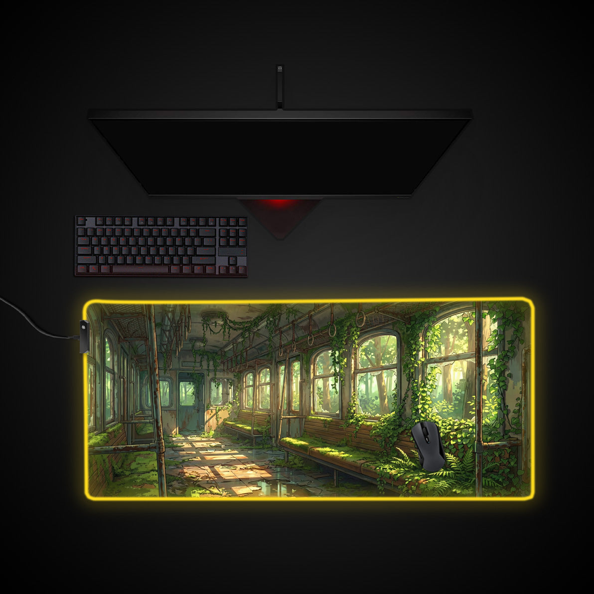 Reclaimed Rails desk mat with RGB edge lighting