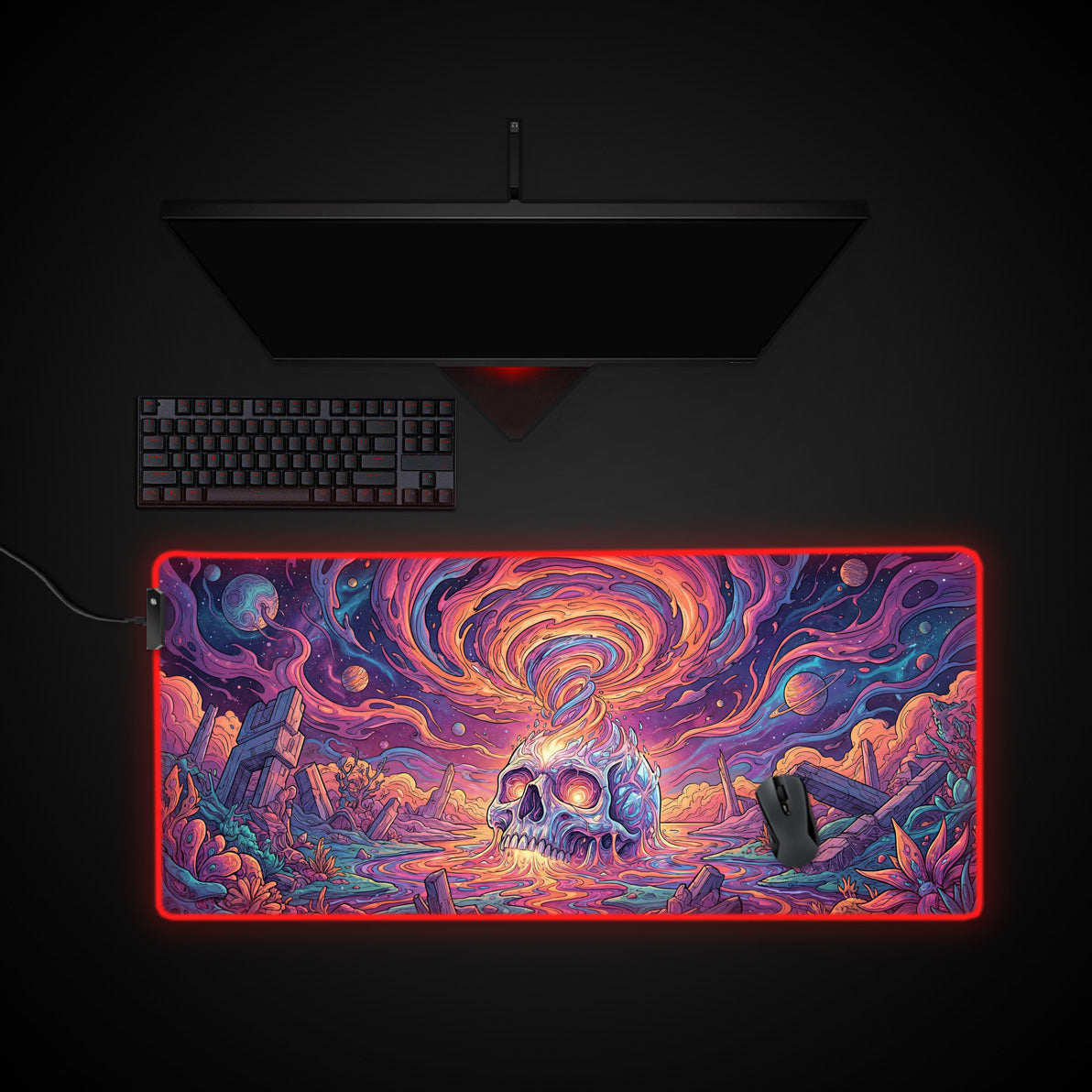 Mind Vortex desk mat with RGB edge lighting