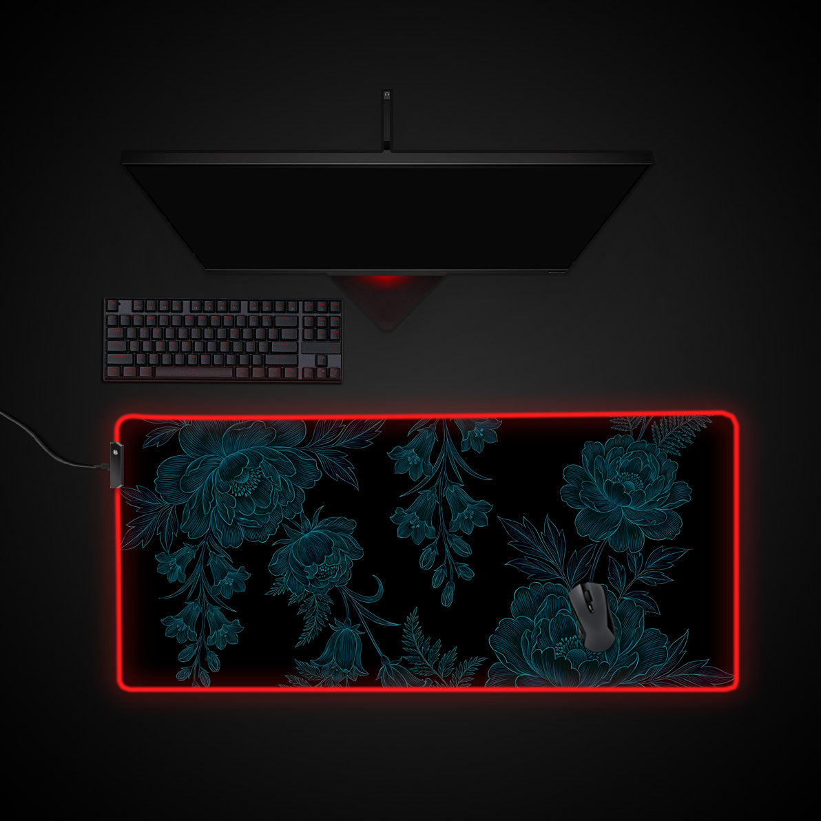Shadow Bloom desk mat with RGB edge lighting