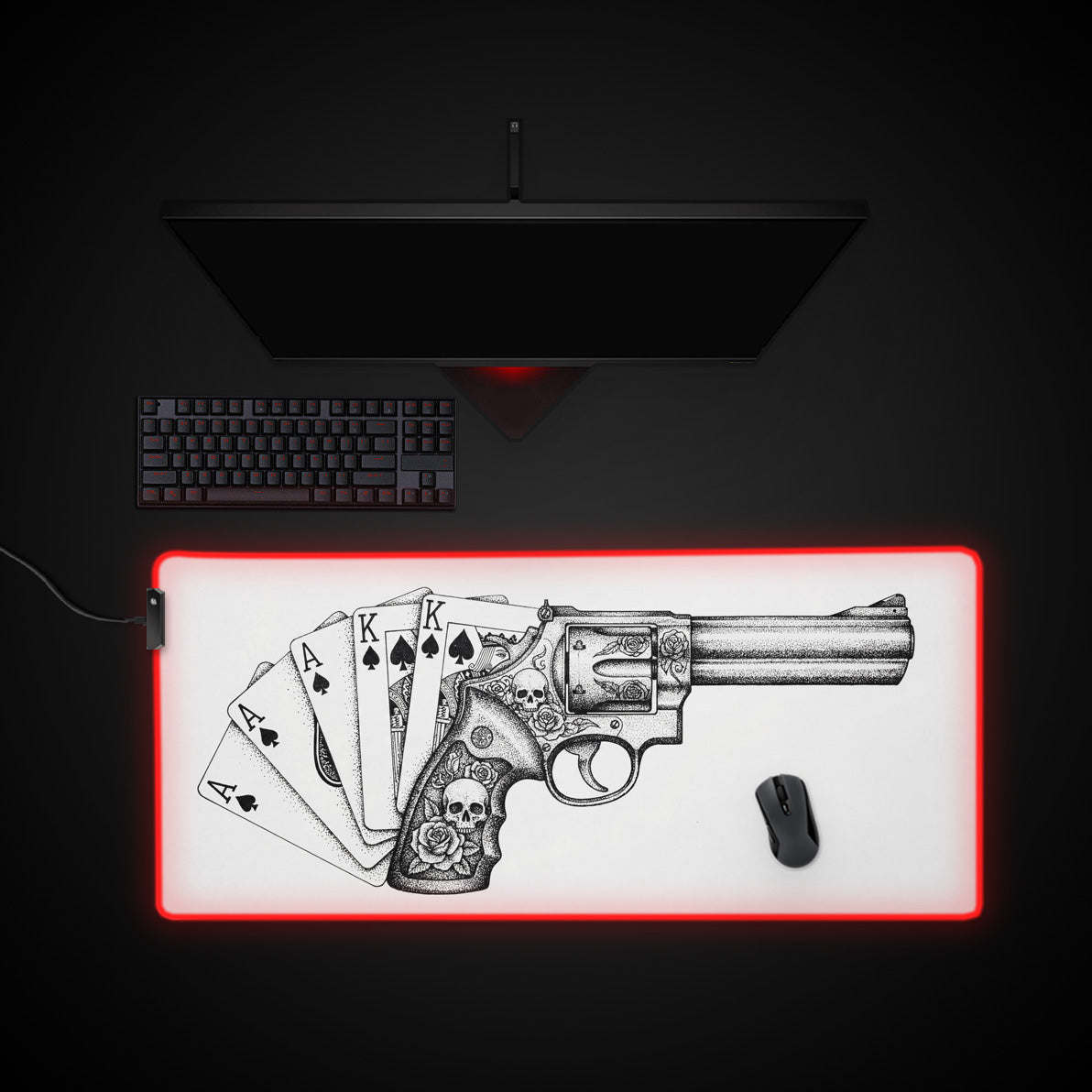 High Stakes desk mat with RGB edge lighting