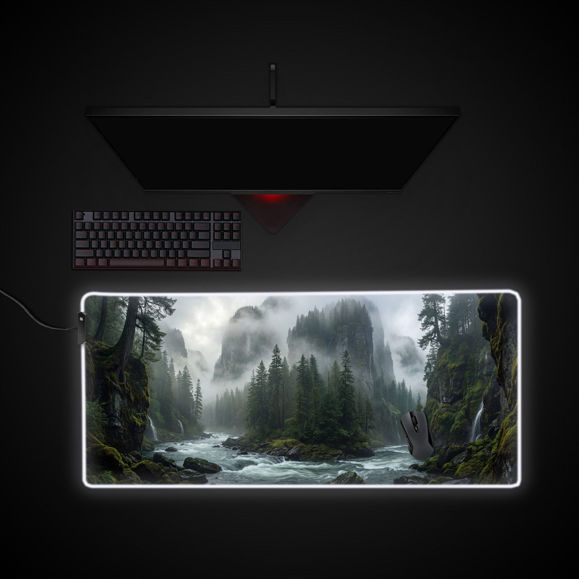 Silent Valley desk mat with RGB edge lighting