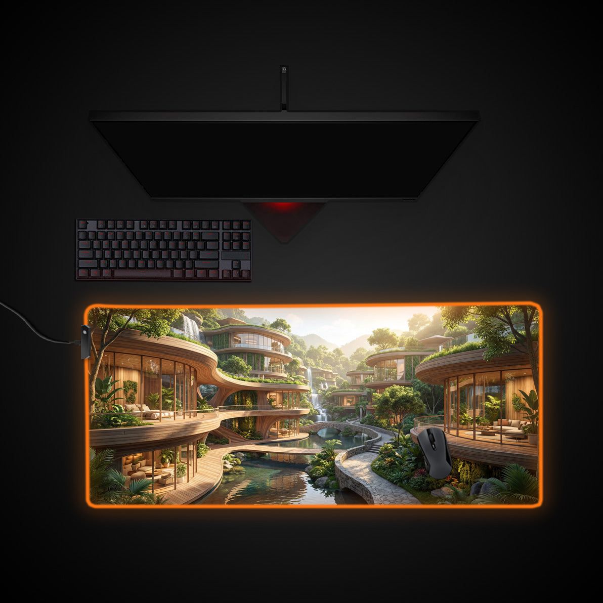 Eco Utopia desk mat with RGB edge lighting