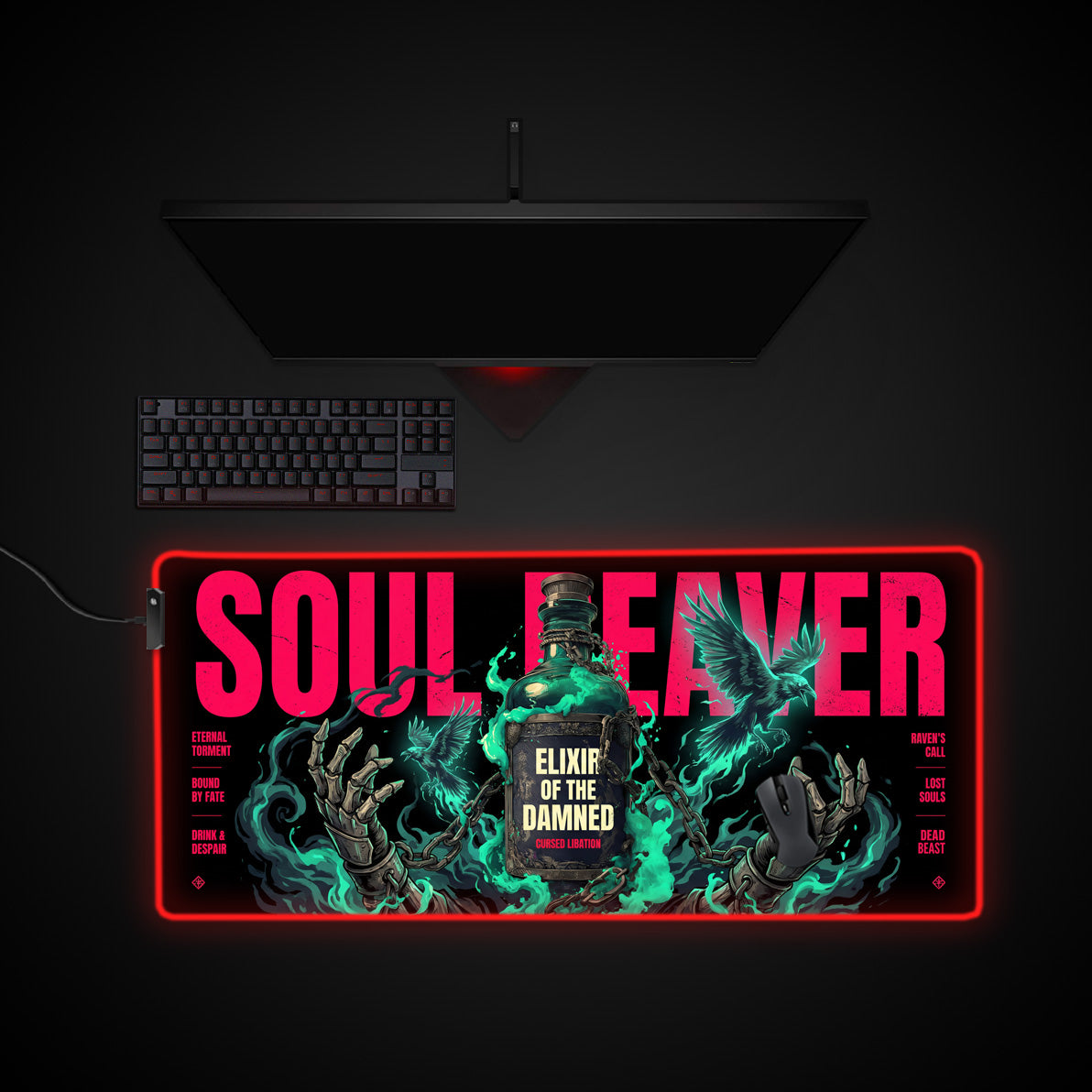 Soul Reaver desk mat with RGB edge lighting