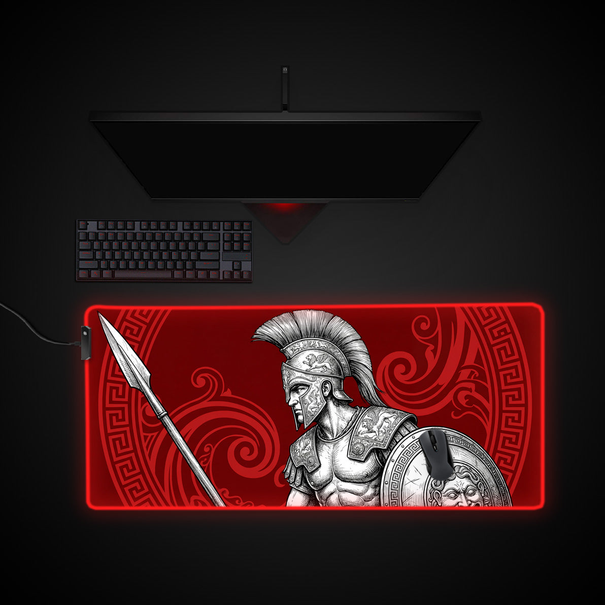 Spartan Resolve desk mat with RGB edge lighting