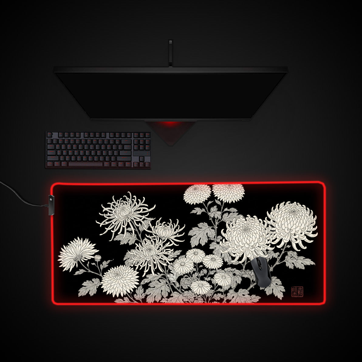 Imperial Noir desk mat with RGB edge lighting