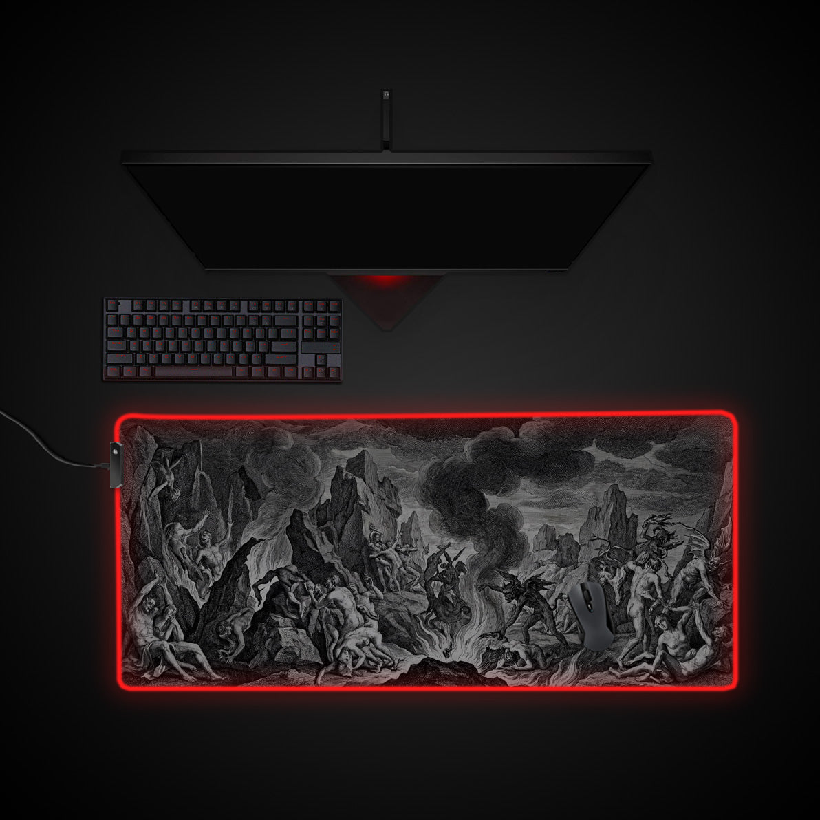 Infernal Etching desk mat with RGB edge lighting