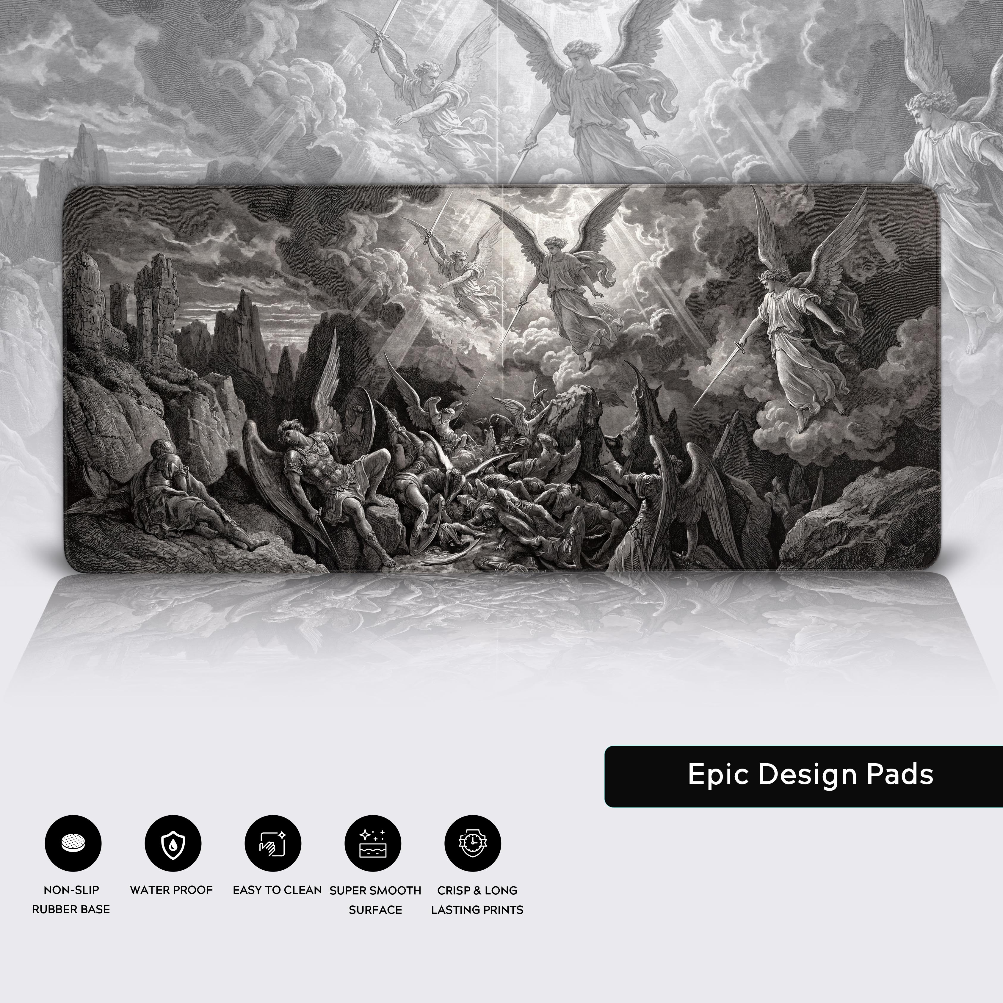 Divine Conflict – War in Heaven Desk Mat, XL Gaming Mouse Pad