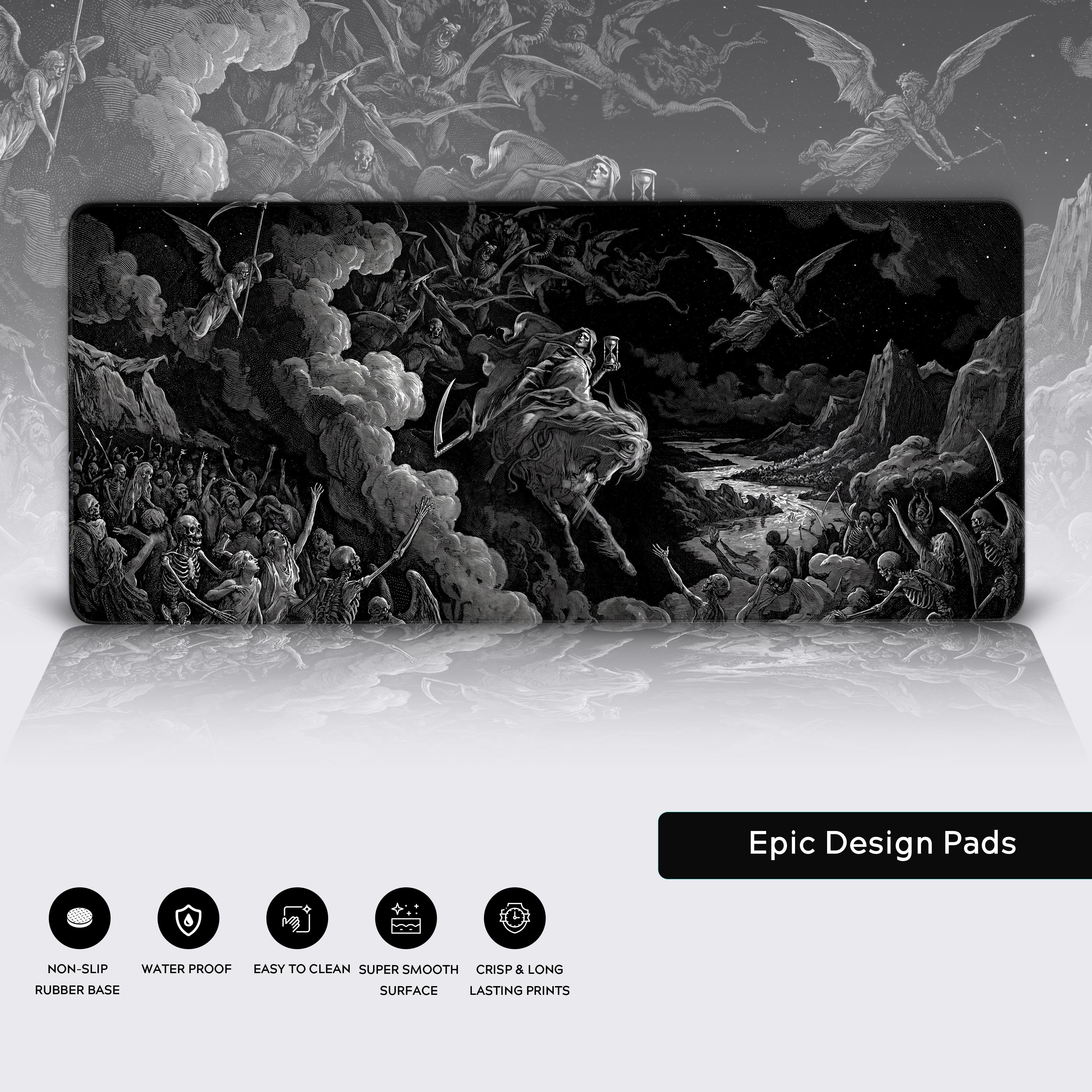 Vision of Death Desk Mat – Gustave Doré Art XL Mouse Pad, Dark