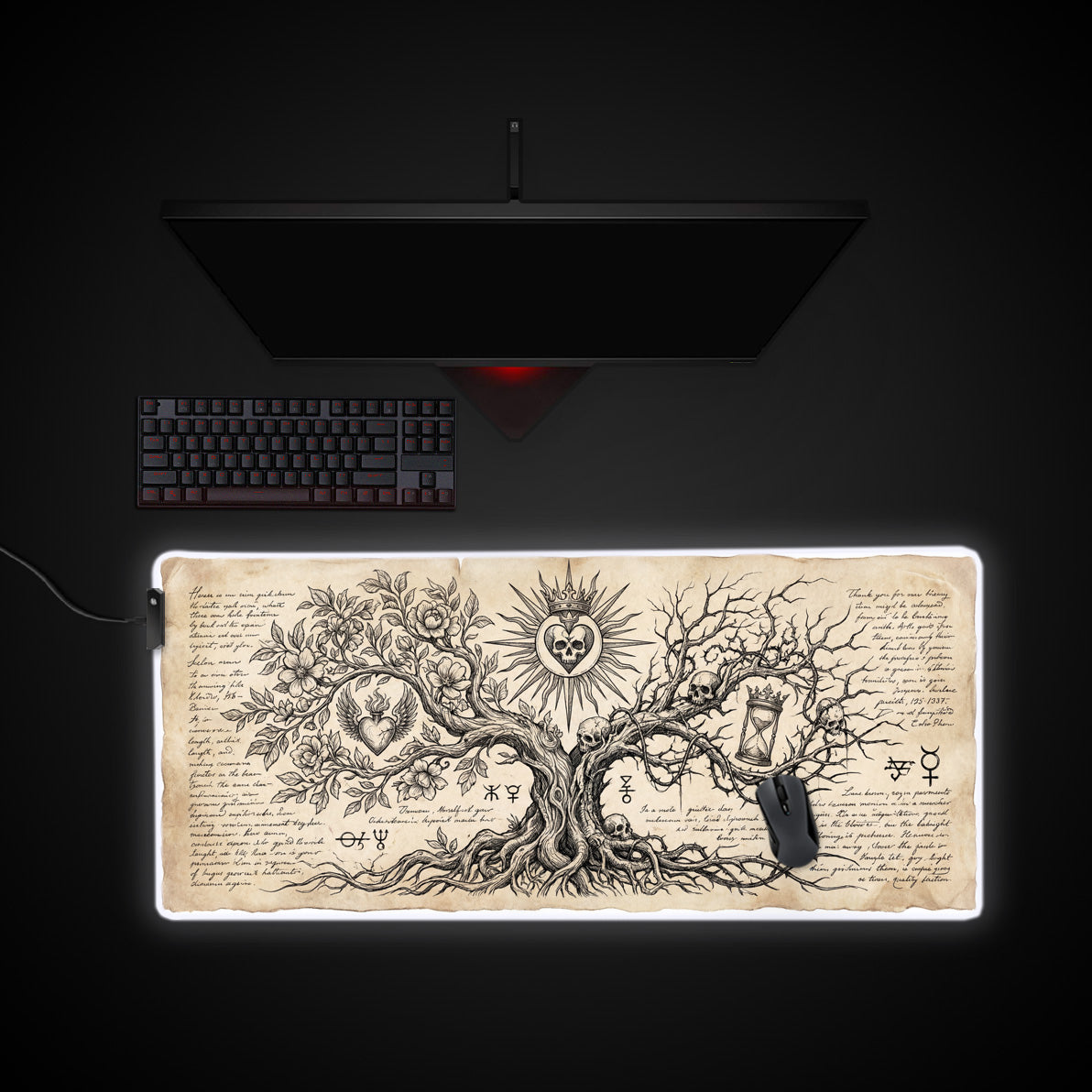 Vital Decay desk mat with RGB edge lighting
