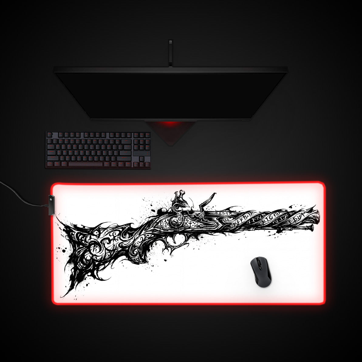 Arcane Flintlock desk mat with RGB edge lighting