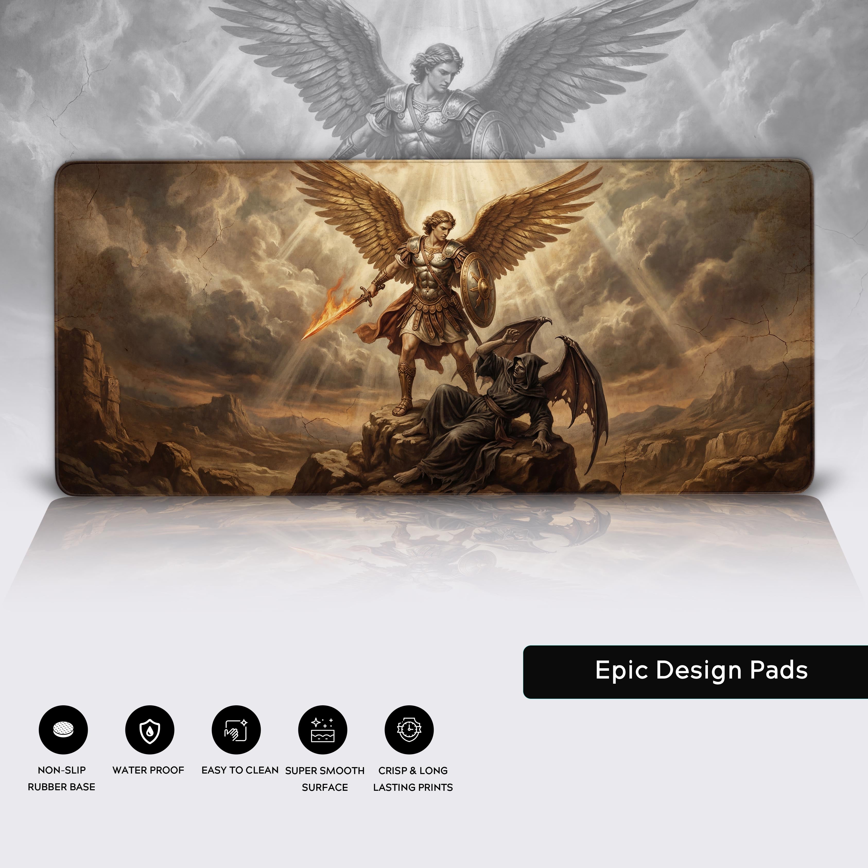 Aegis, Archangel of Protection プレイマット Archangel's Wrath – Gaming Desk Mat, XL Fantasy Mouse Pad