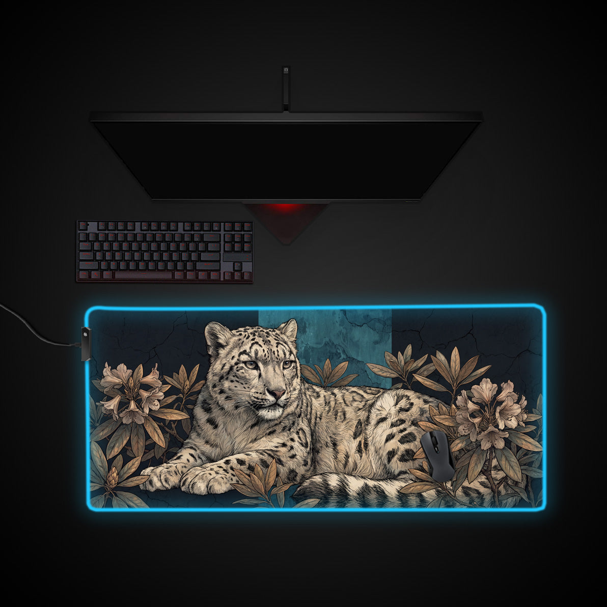 Alpine Ghost desk mat with RGB edge lighting