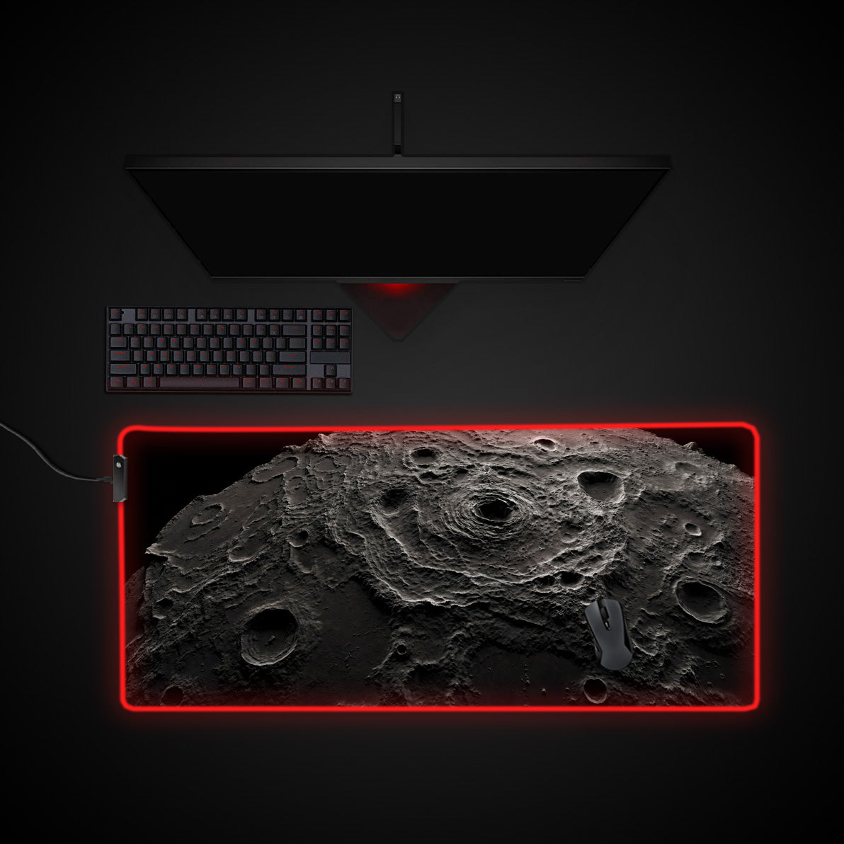 Lunar Void desk mat with RGB edge lighting