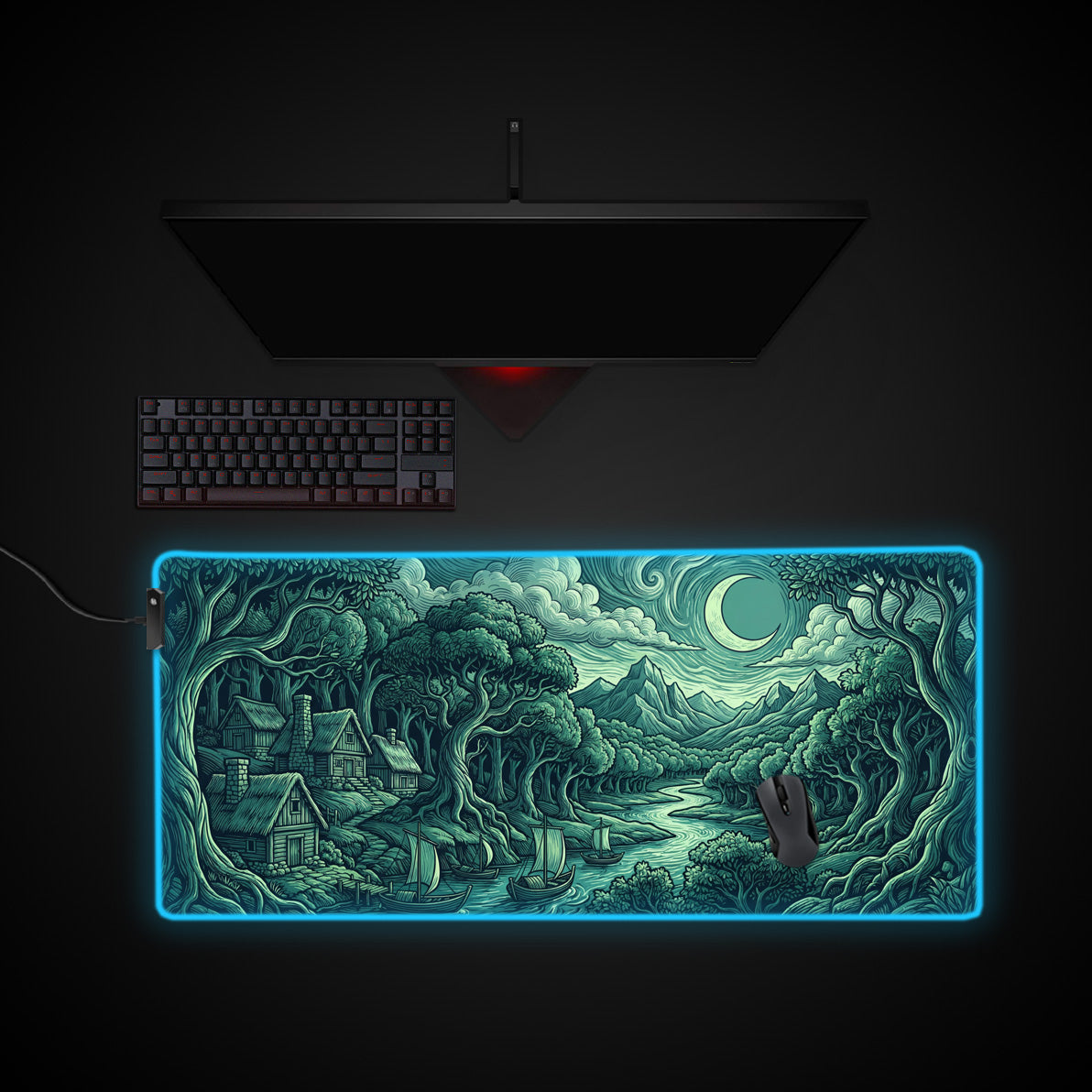 Silent Departure desk mat with RGB edge lighting