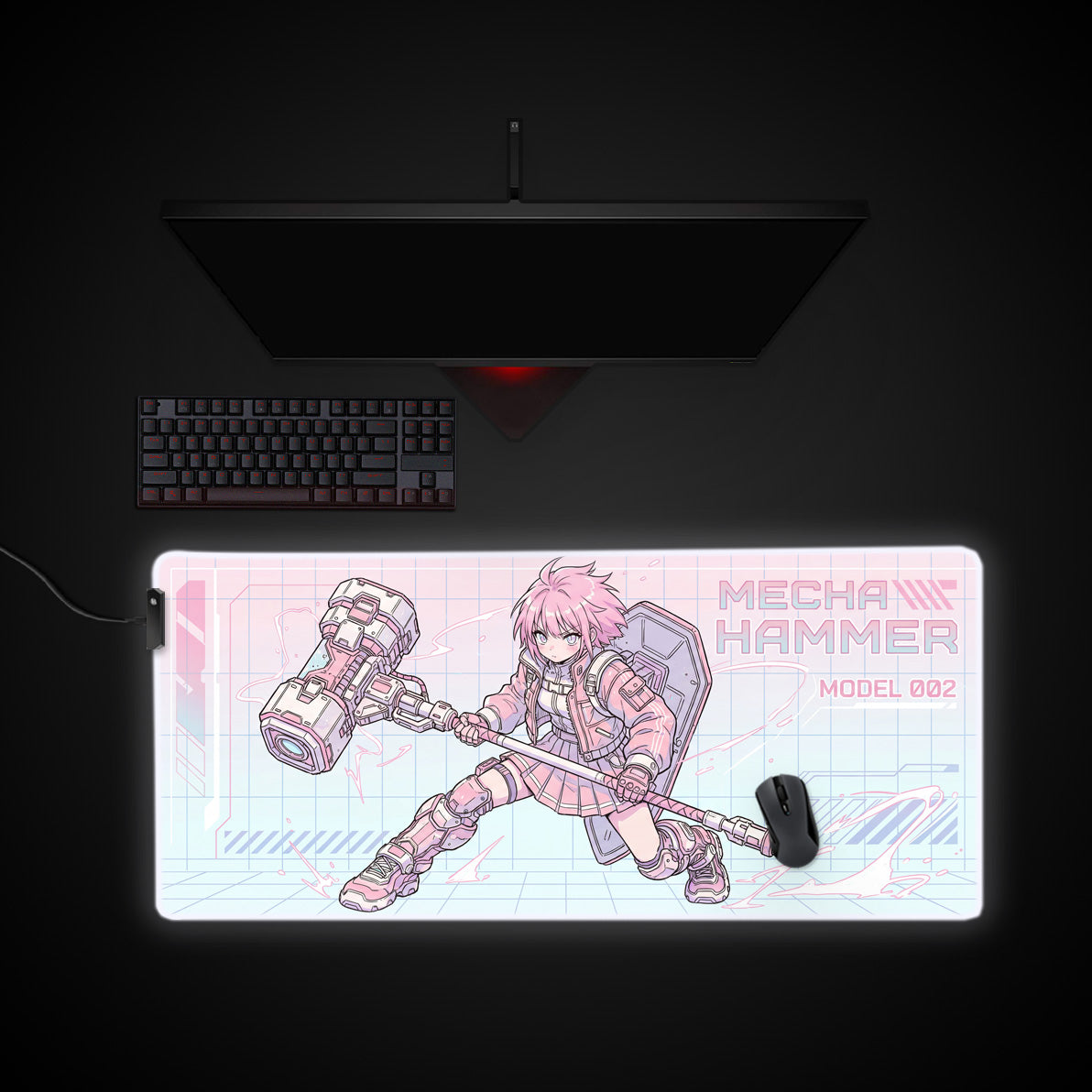Mecha Model 002 desk mat with RGB edge lighting