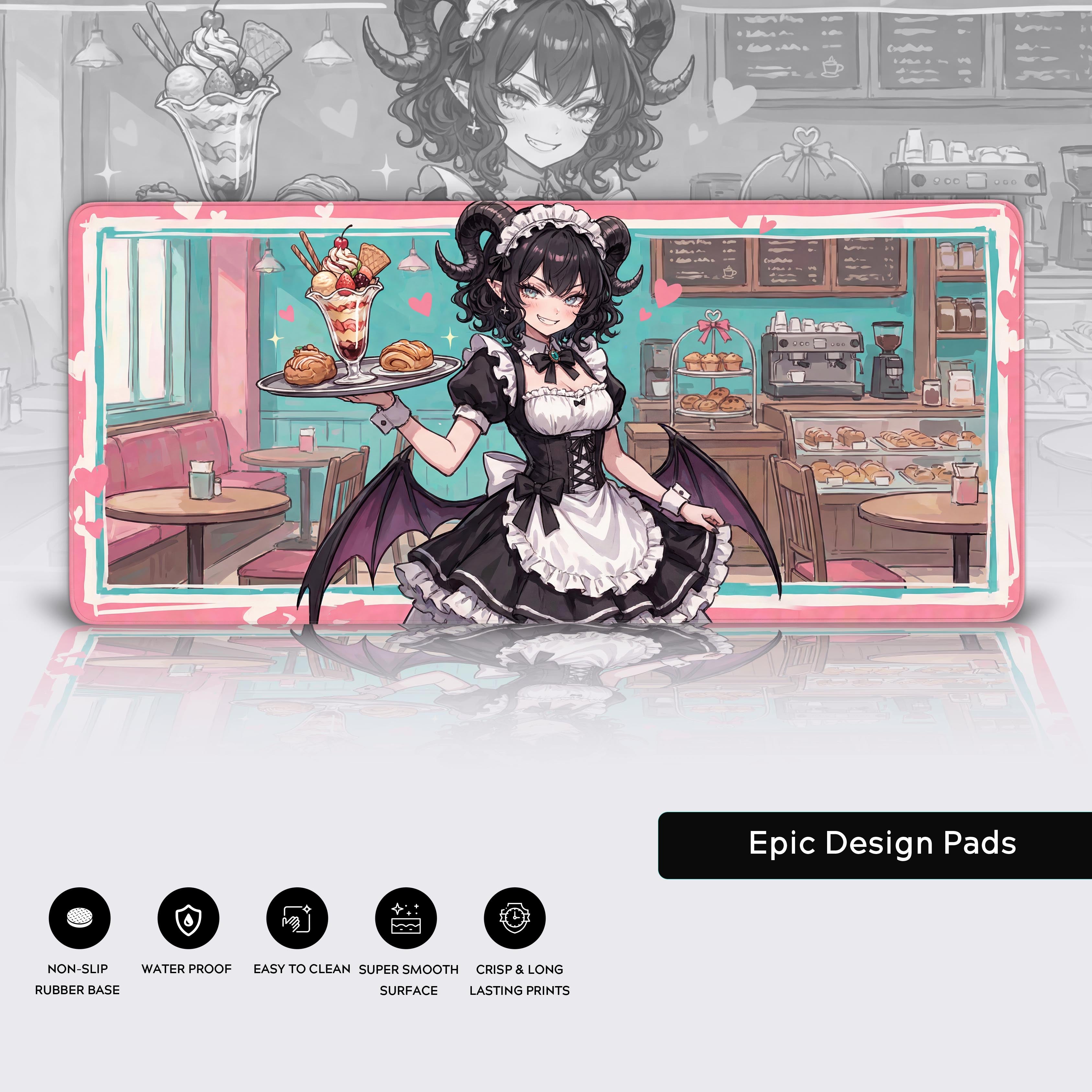 masabu　オーダーメイドPC Sweet Sin Demon Maid – Anime Gaming Desk Mat, XL Mouse Pad, Retro