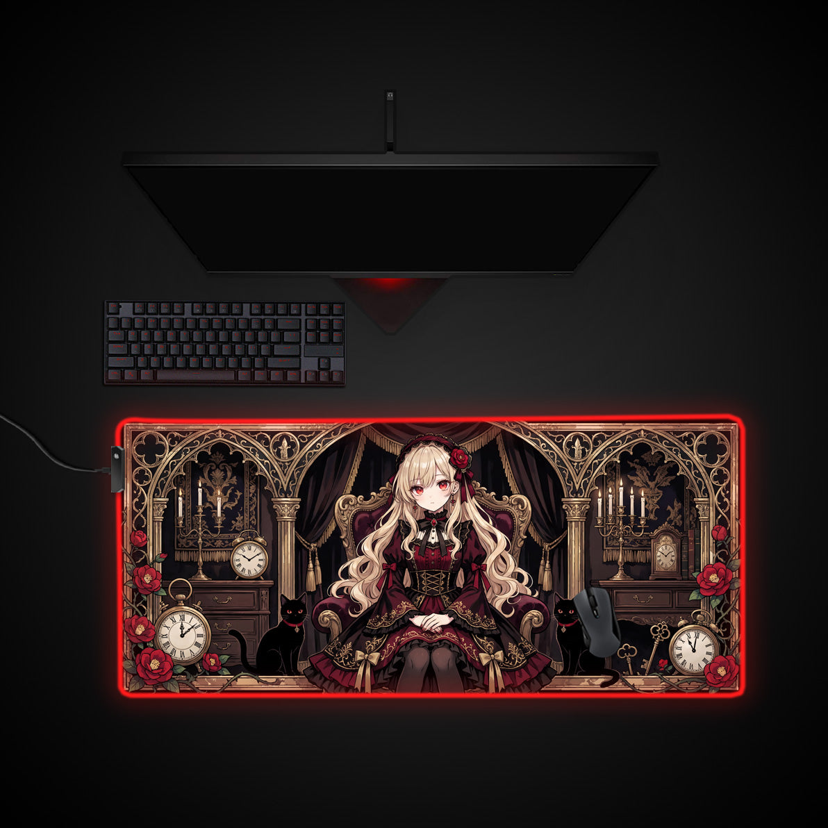 Midnight Regency desk mat with RGB edge lighting