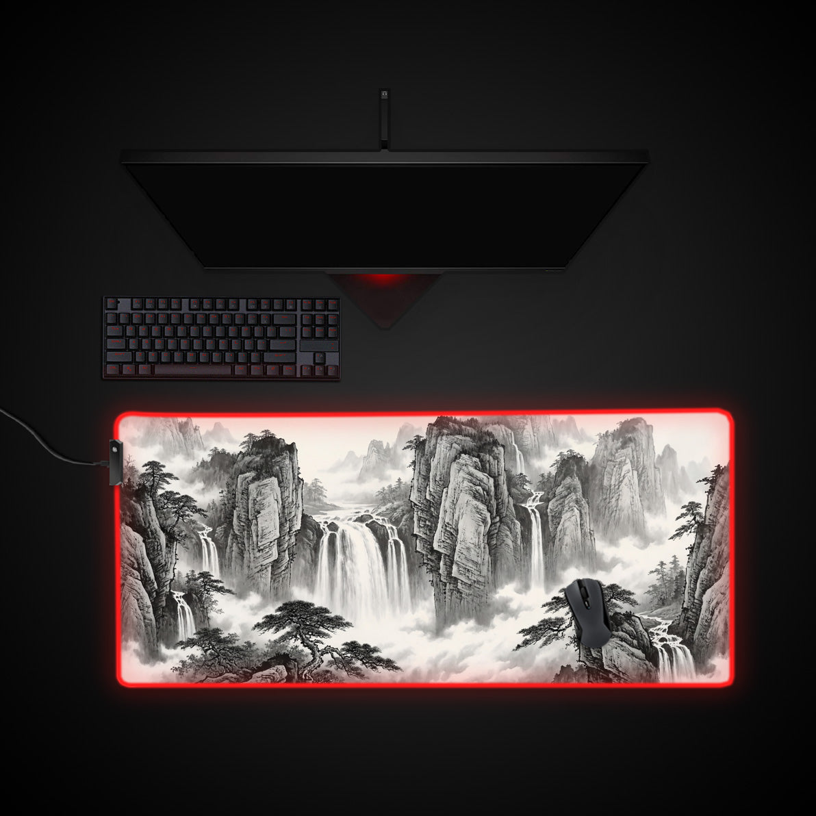 Stone & Water desk mat with RGB edge lighting