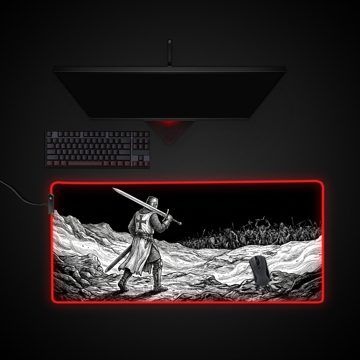 The Last Stand desk mat with RGB edge lighting