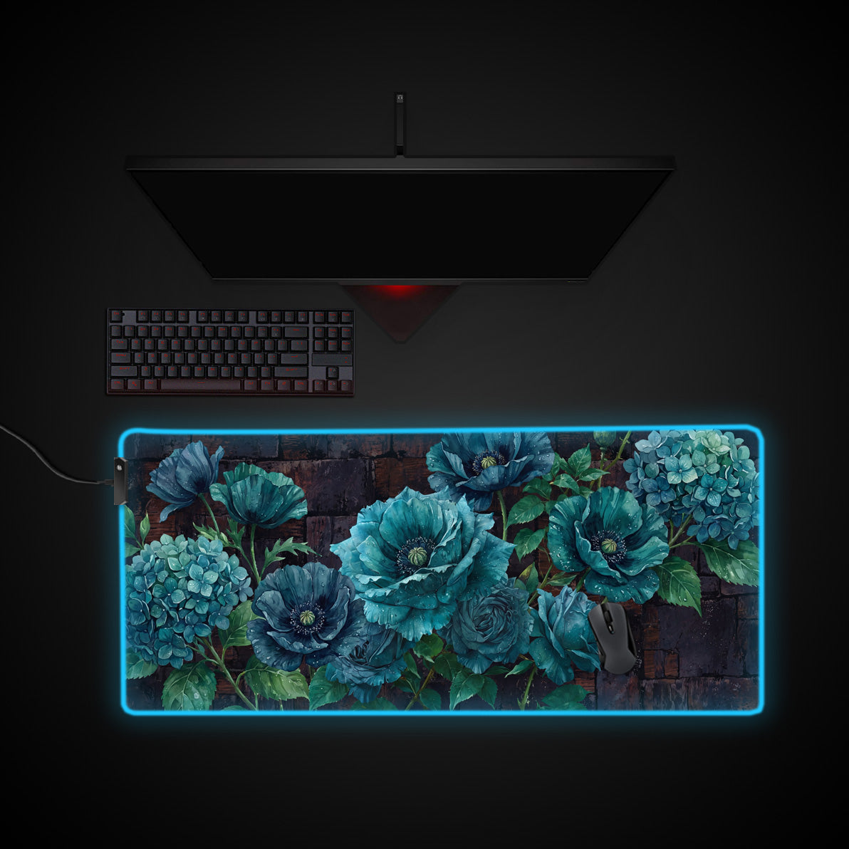 Velvet Bloom desk mat with RGB edge lighting
