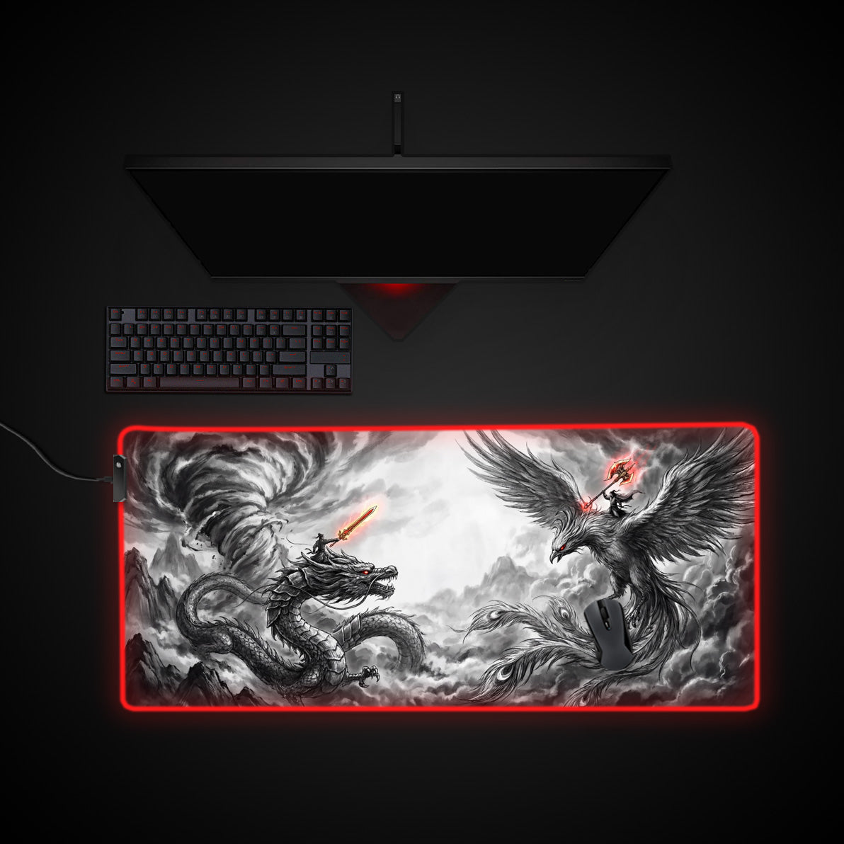 Skyward Clash desk mat with RGB edge lighting
