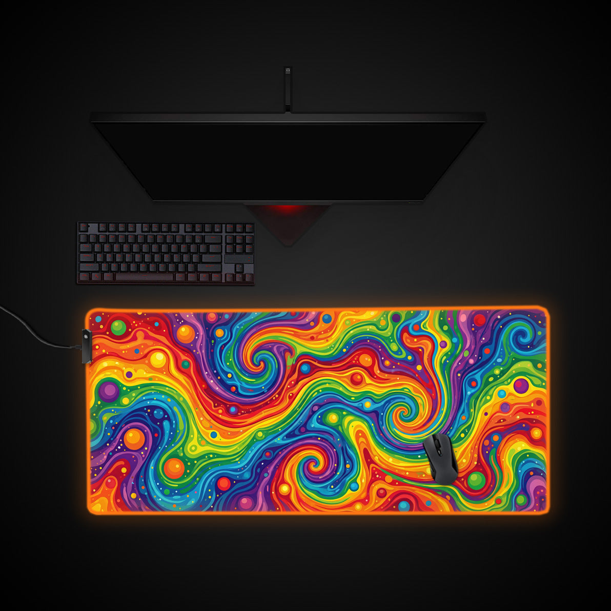 Vivid Chaos desk mat with RGB edge lighting