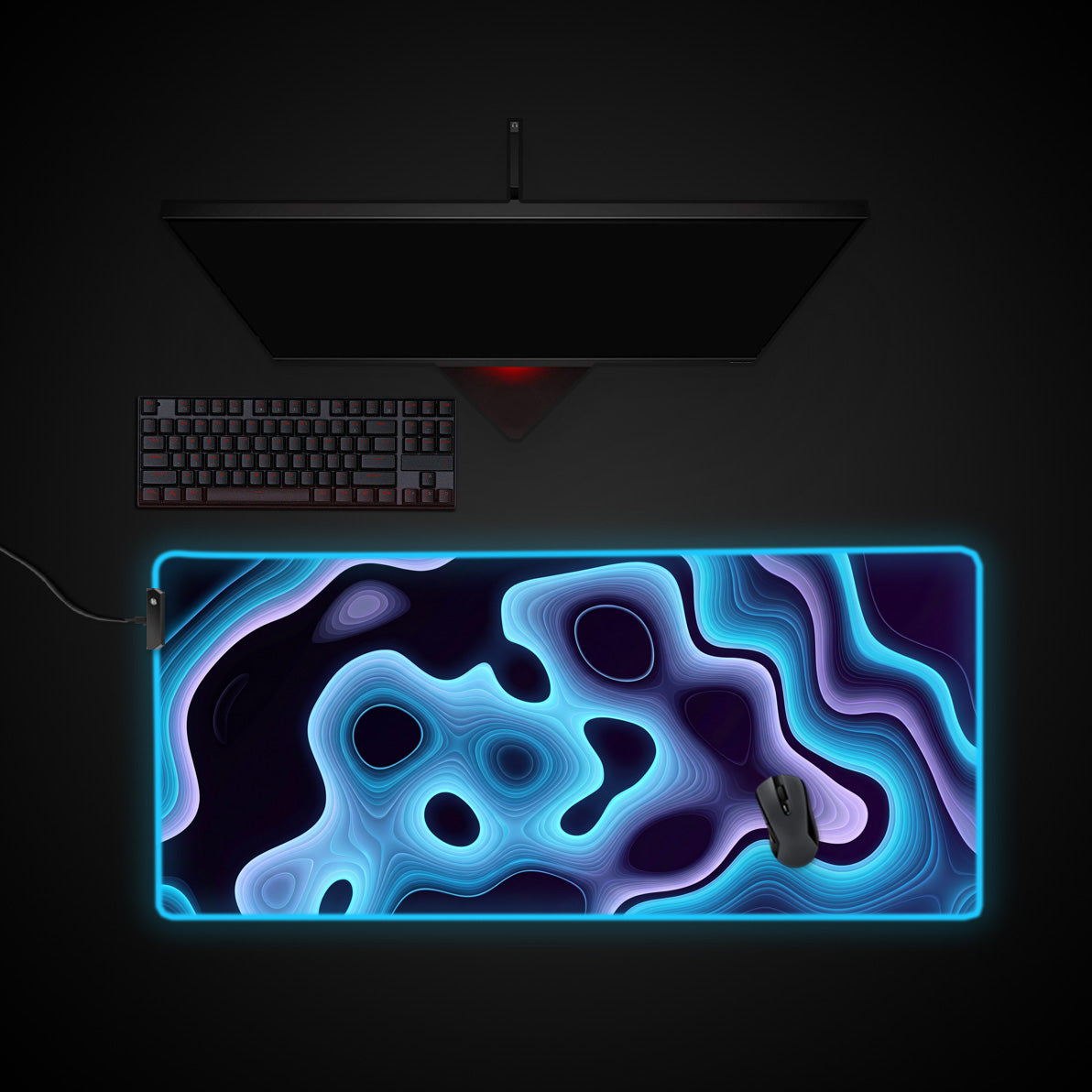 Sonic Depth desk mat with RGB edge lighting