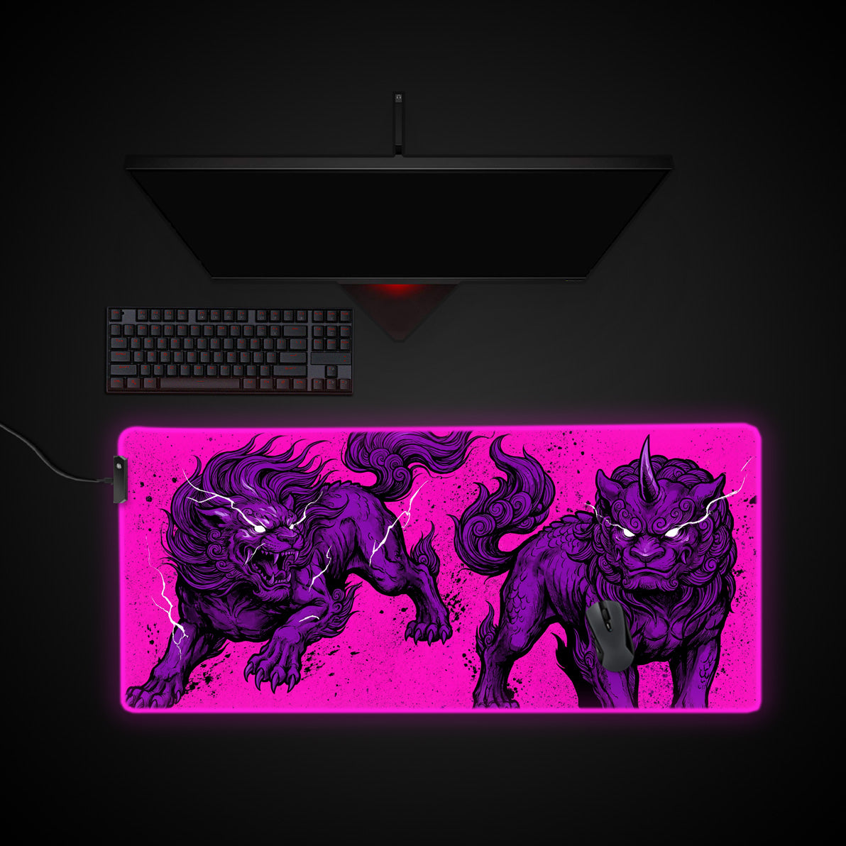 Voltage Beast desk mat with RGB edge lighting