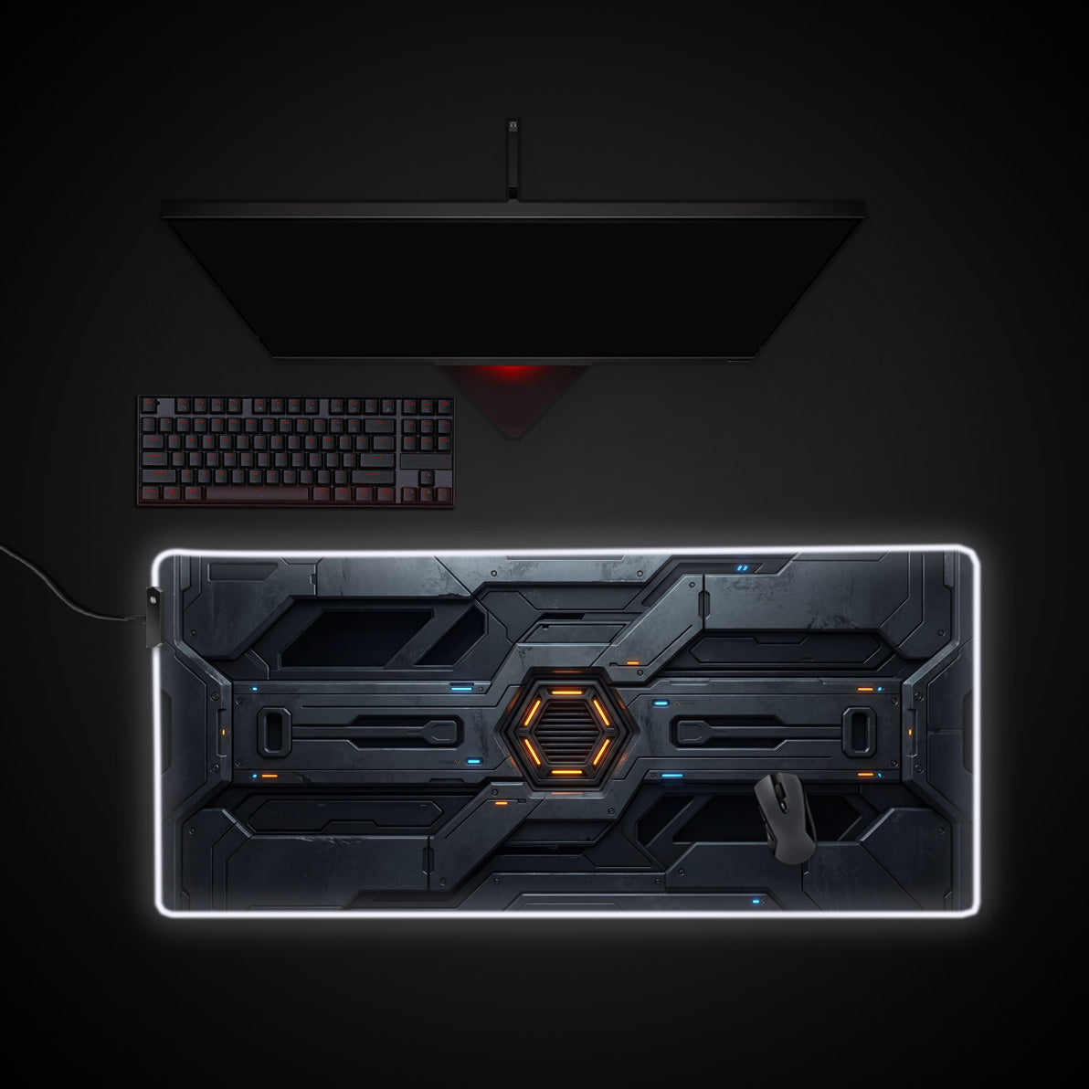 Core Reactor desk mat with RGB edge lighting