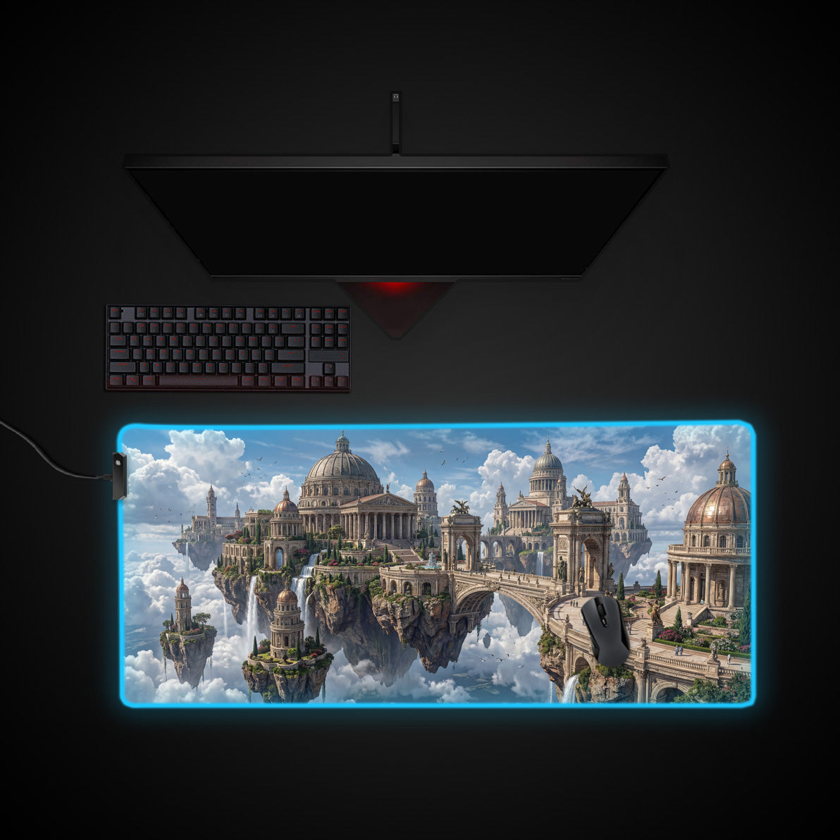 Aetherial Empire desk mat with RGB edge lighting