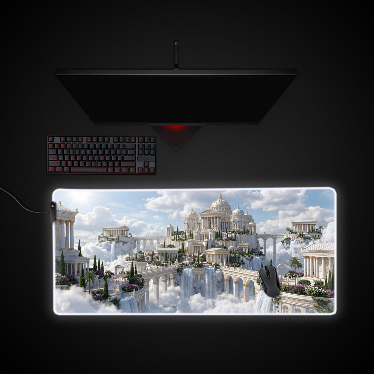 Eternal Meridian Peak desk mat with RGB edge lighting