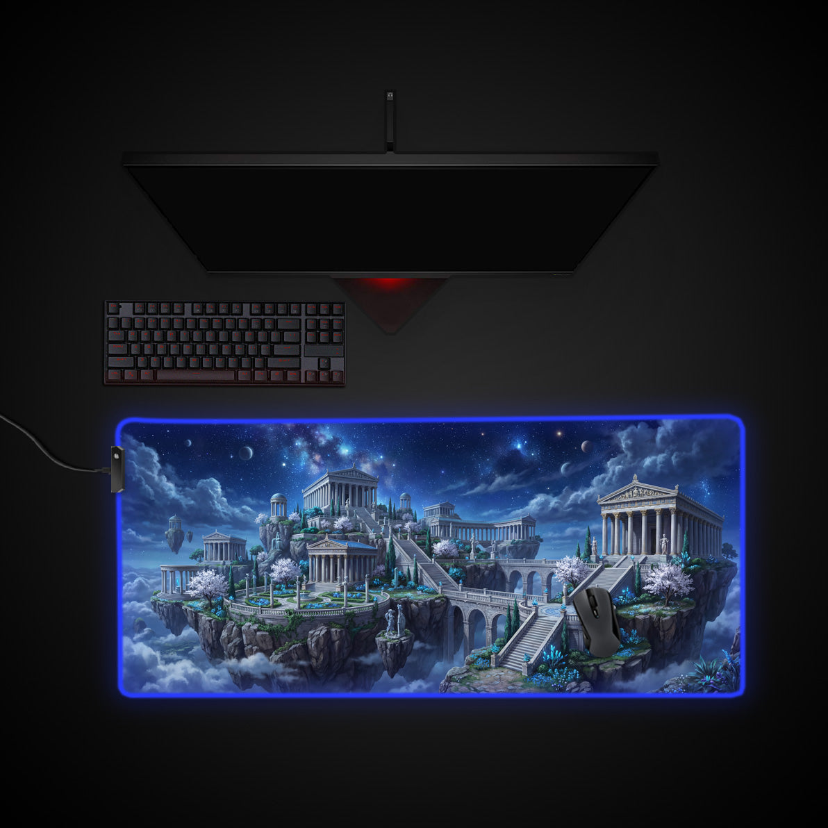 Astral Pantheon desk mat with RGB edge lighting