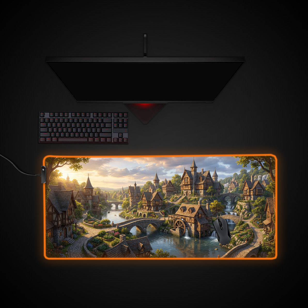 Riverside Merchant desk mat with RGB edge lighting