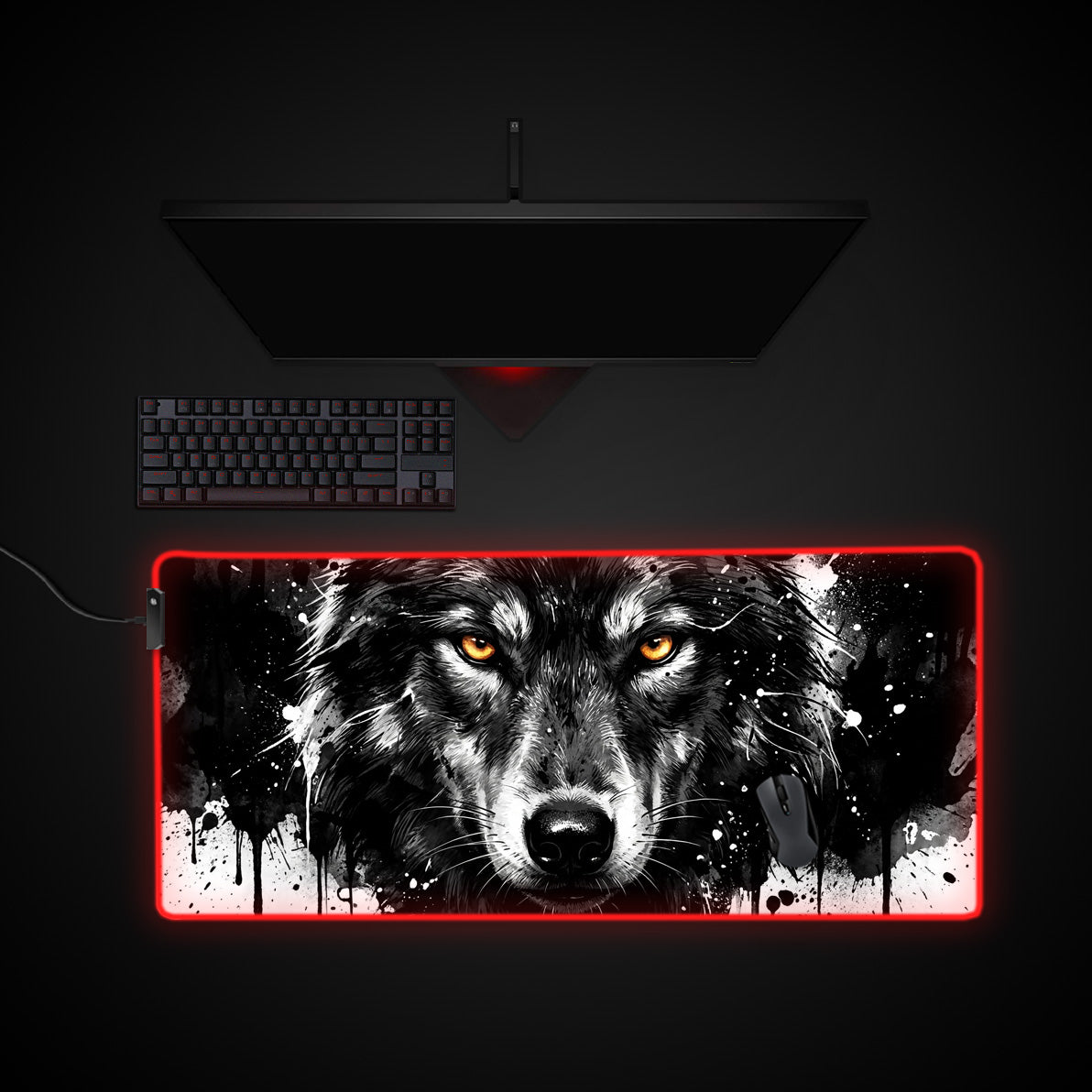 Primal Gaze desk mat with RGB edge lighting