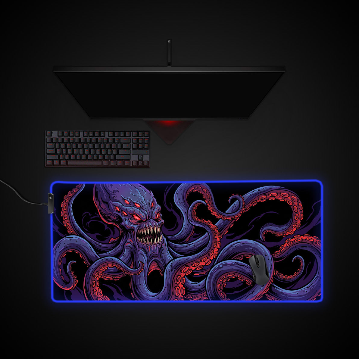 Deep Terror desk mat with RGB edge lighting