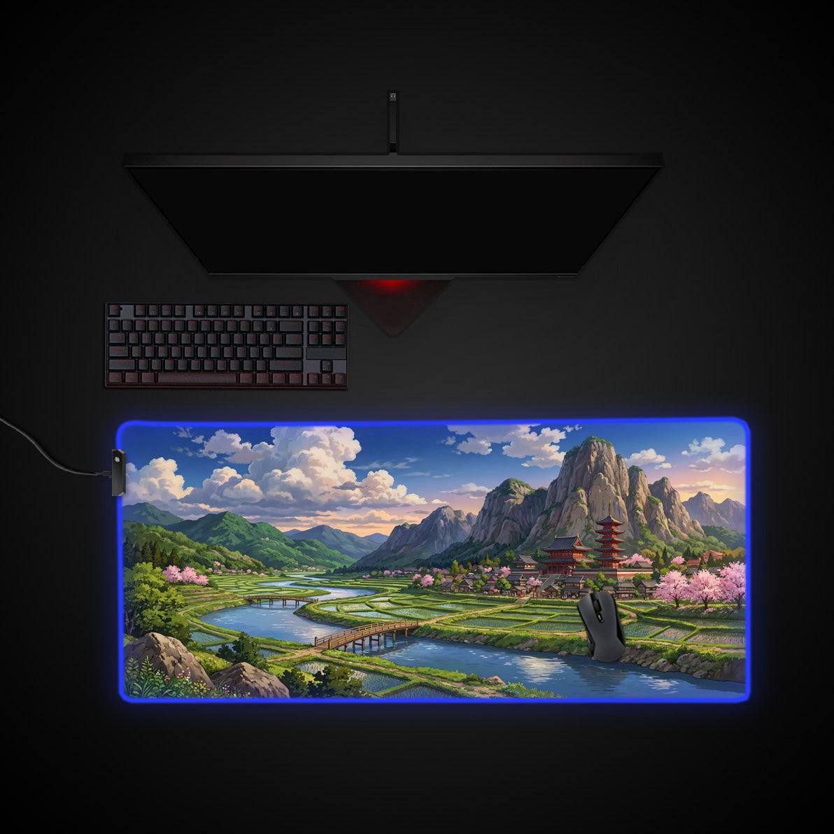 Sacred Valley Echo desk mat with RGB edge lighting