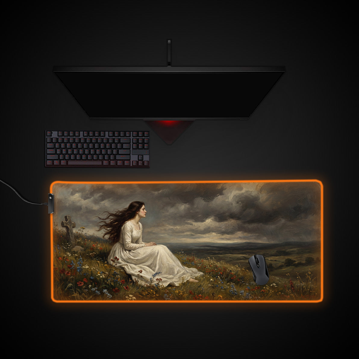 Stormborn Grief desk mat with RGB edge lighting