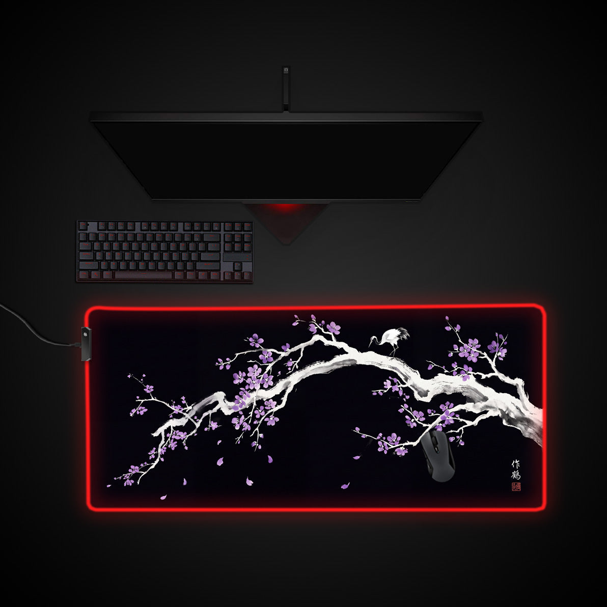 Royal Sakura desk mat with RGB edge lighting